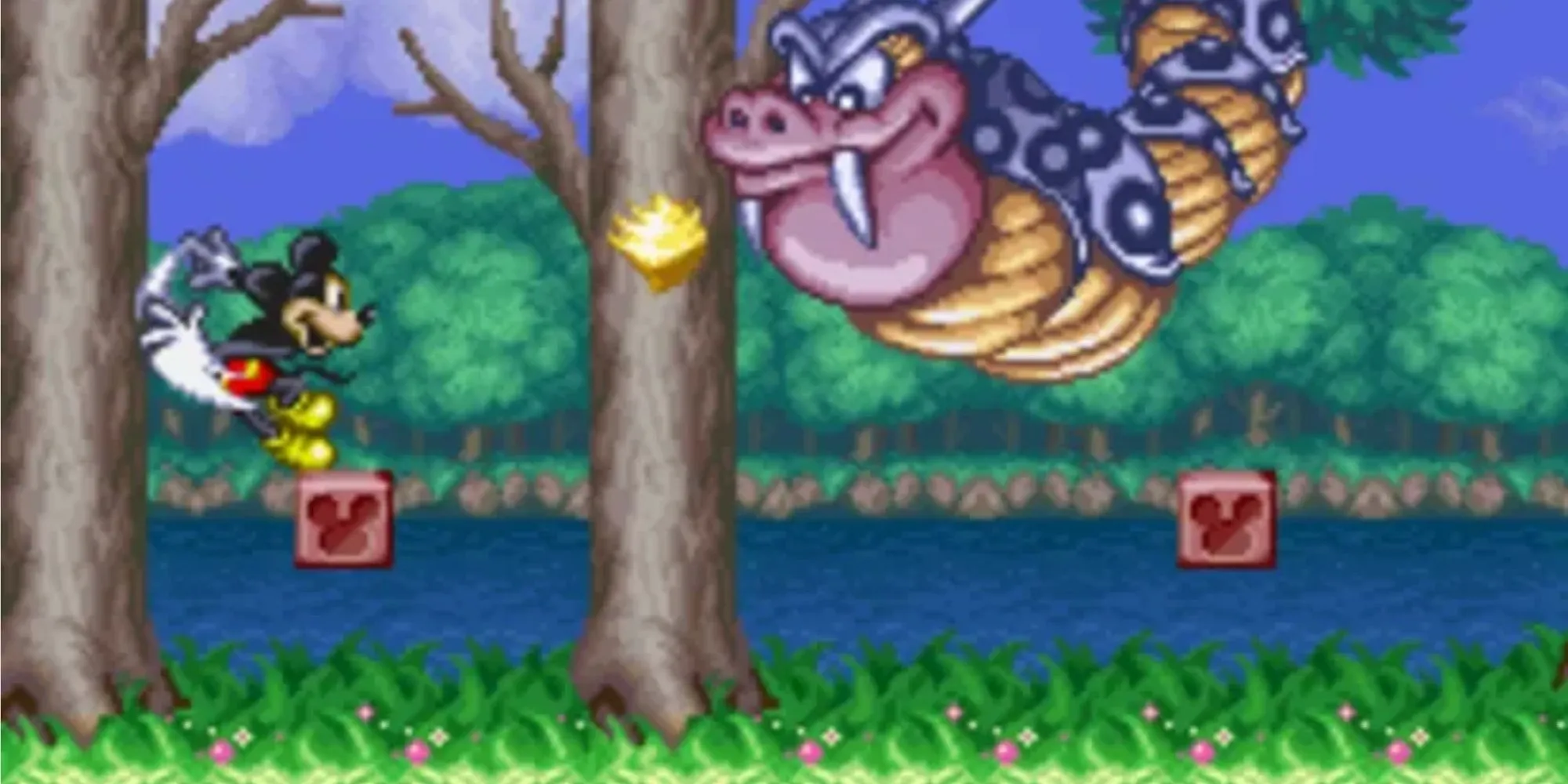 Chuột Mickey trong trang phục pháp sư của game The Magical Quest Starring Mickey Mouse trên SNES