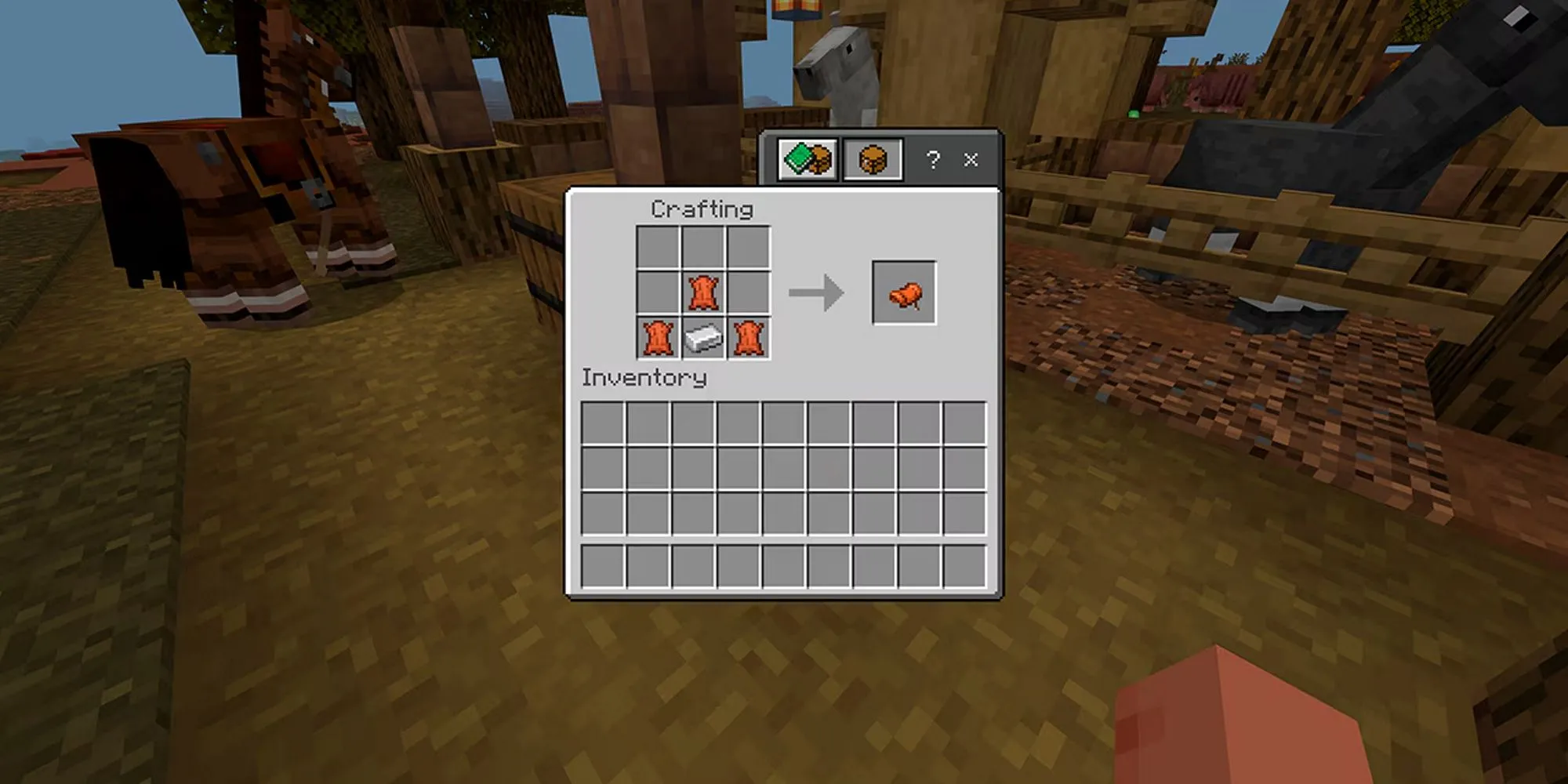 Công thức chế tạo yên ngựa trong Minecraft: 3 Da và 1 Thỏi Sắt