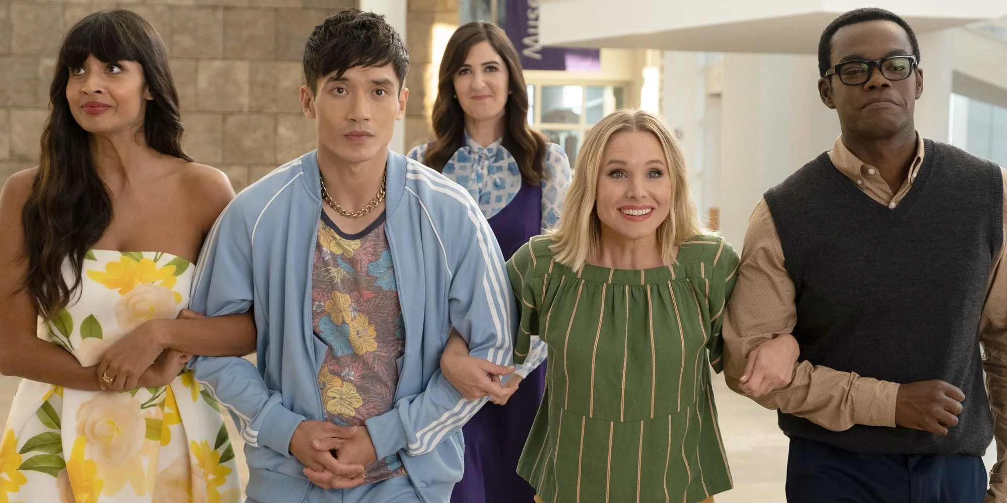 Dàn diễn viên chính của The Good Place gồm Eleanor, Chidi, Jason và Tahani