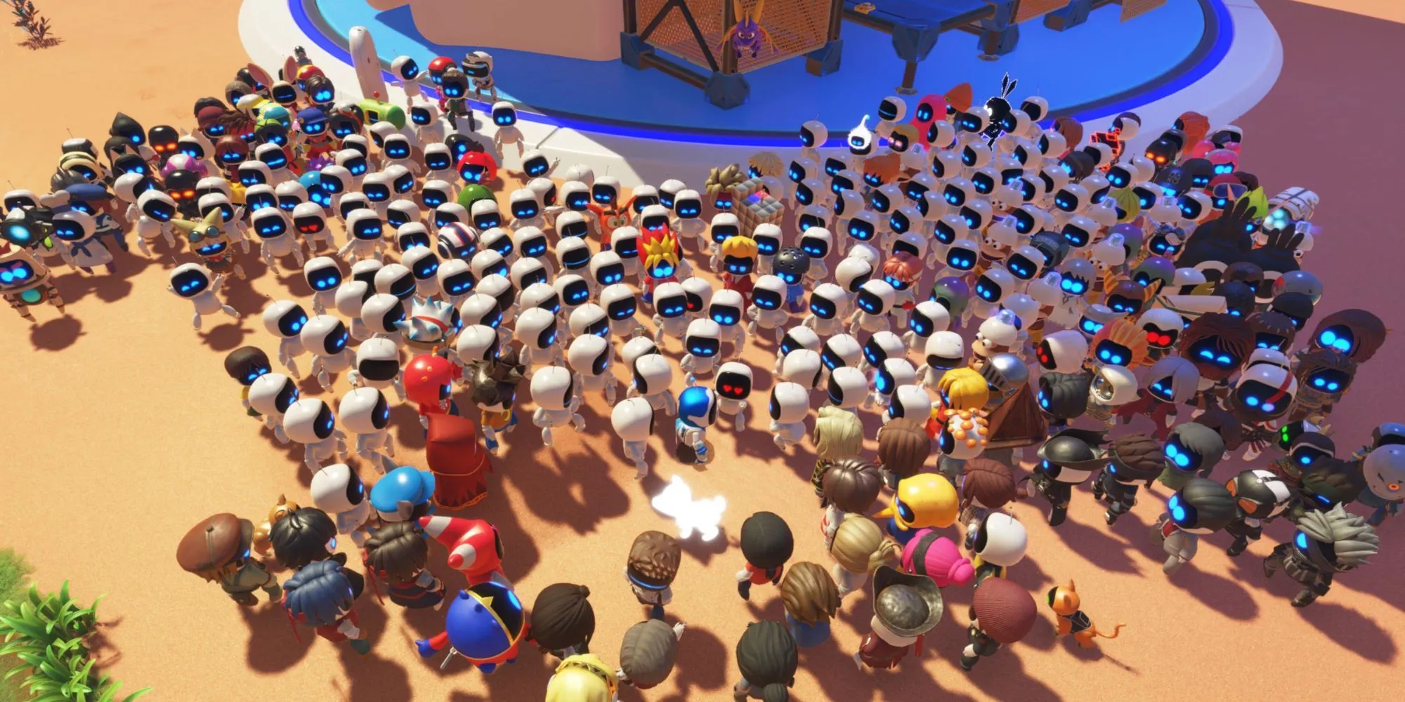 Dàn nhân vật robot đa dạng và đáng yêu trong tựa game Astro Bot trên PS5