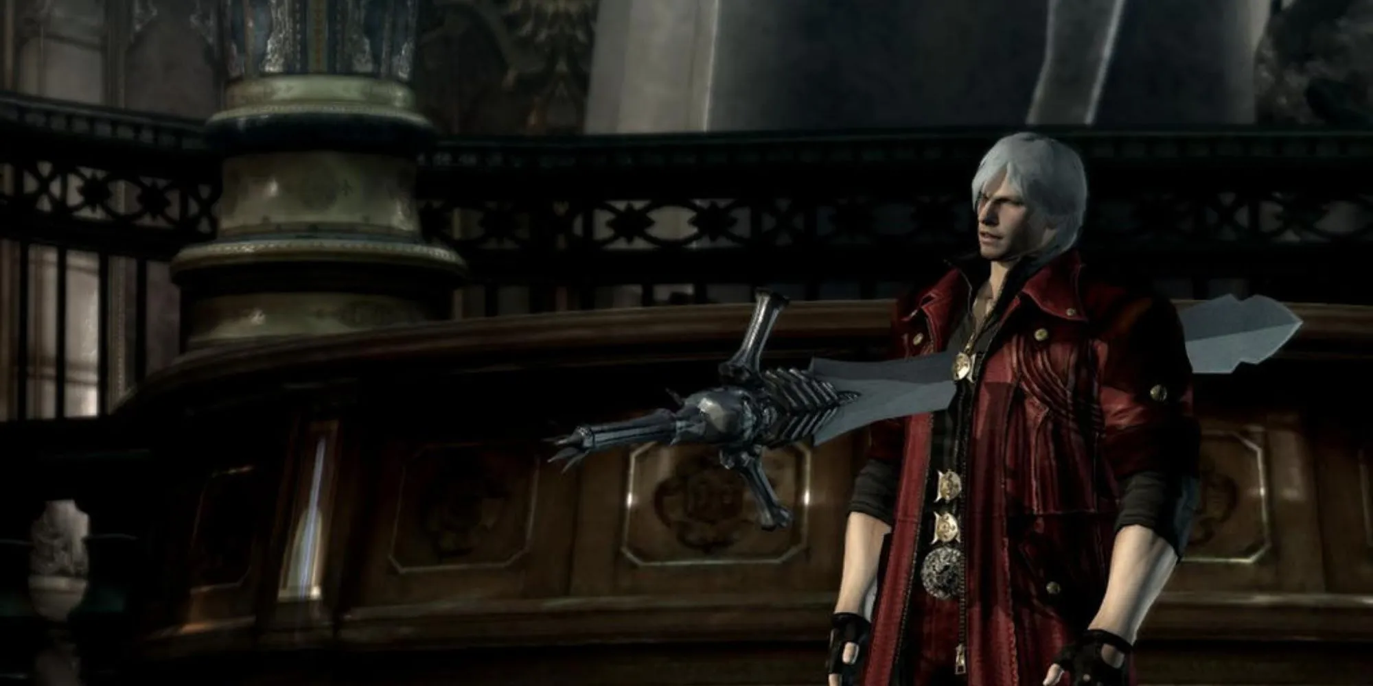 Dante bị đâm bằng thanh kiếm Rebellion của mình trong một cảnh từ Devil May Cry