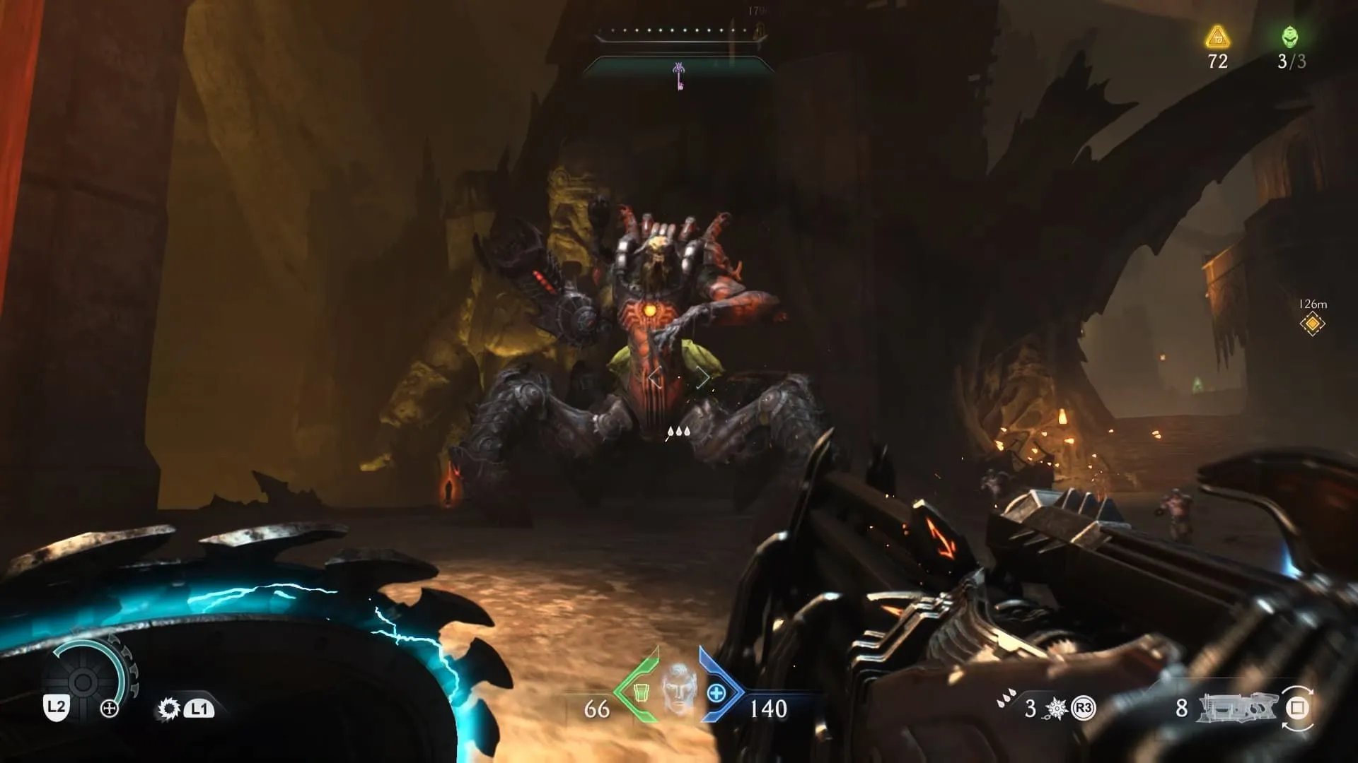 Doom Slayer chiến đấu với quái vật mới trong Doom The Dark Ages, thể hiện cơ chế cận chiến và khiên