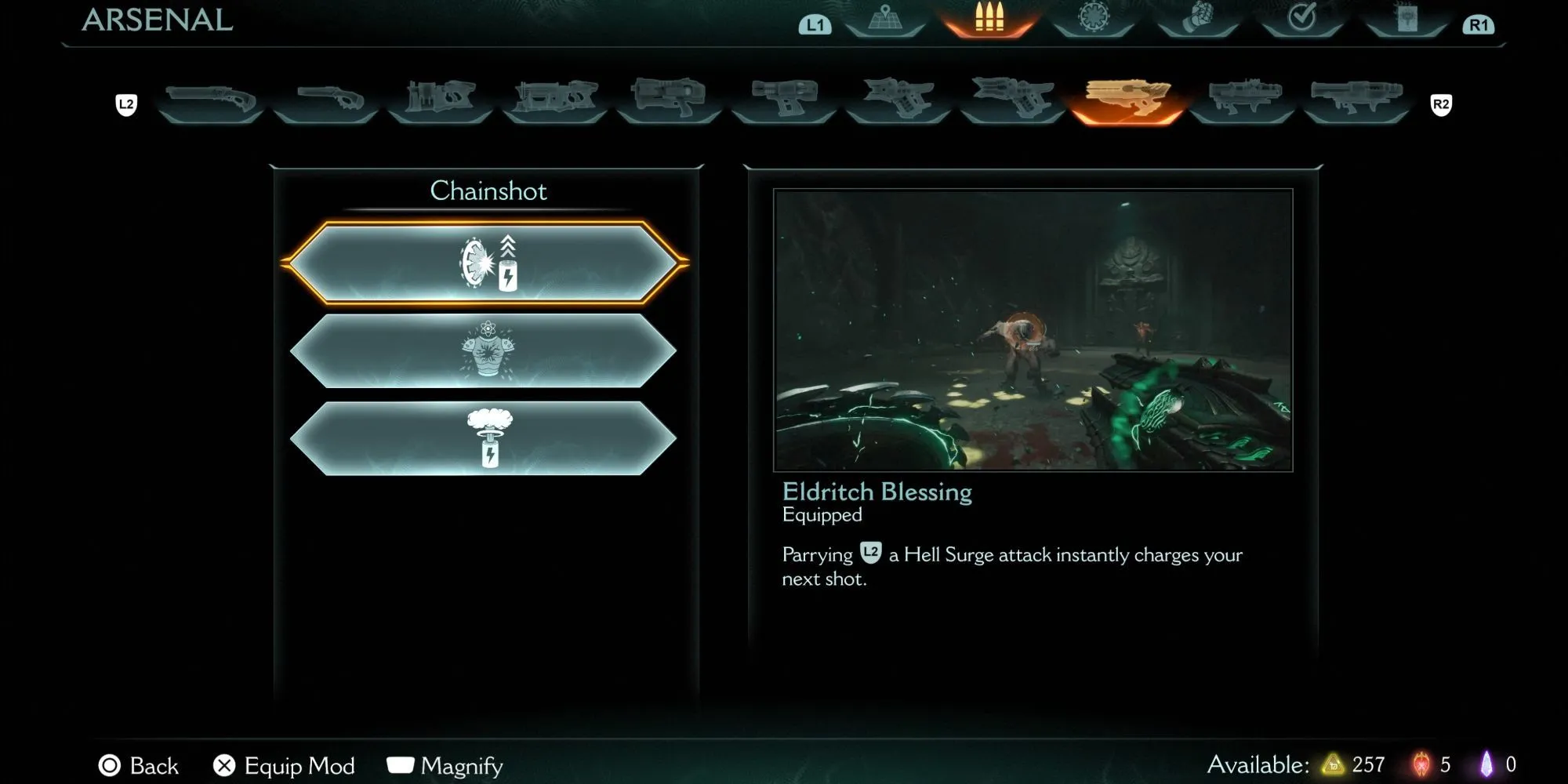 DOOM The Dark Ages - Nâng cấp Eldritch Blessing cho Chainshot