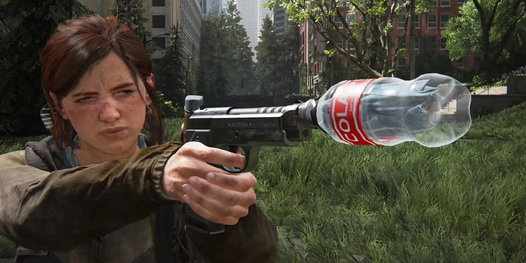 Ellie đang ngắm bắn với vũ khí có giảm thanh trong The Last of Us Part 2