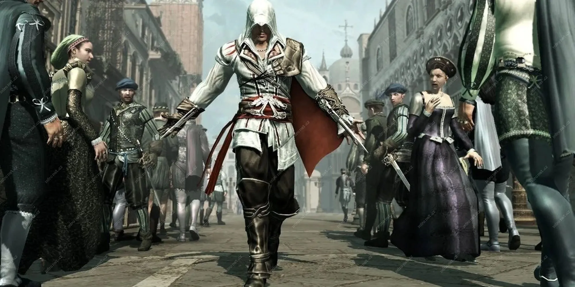 Ezio Auditore khoe cặp lưỡi dao ẩn trong Assassin's Creed 2