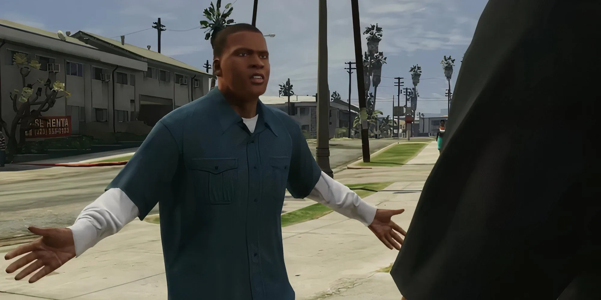 Franklin Clinton GTA 5 thảo luận kế hoạch trên đường phố Los Santos