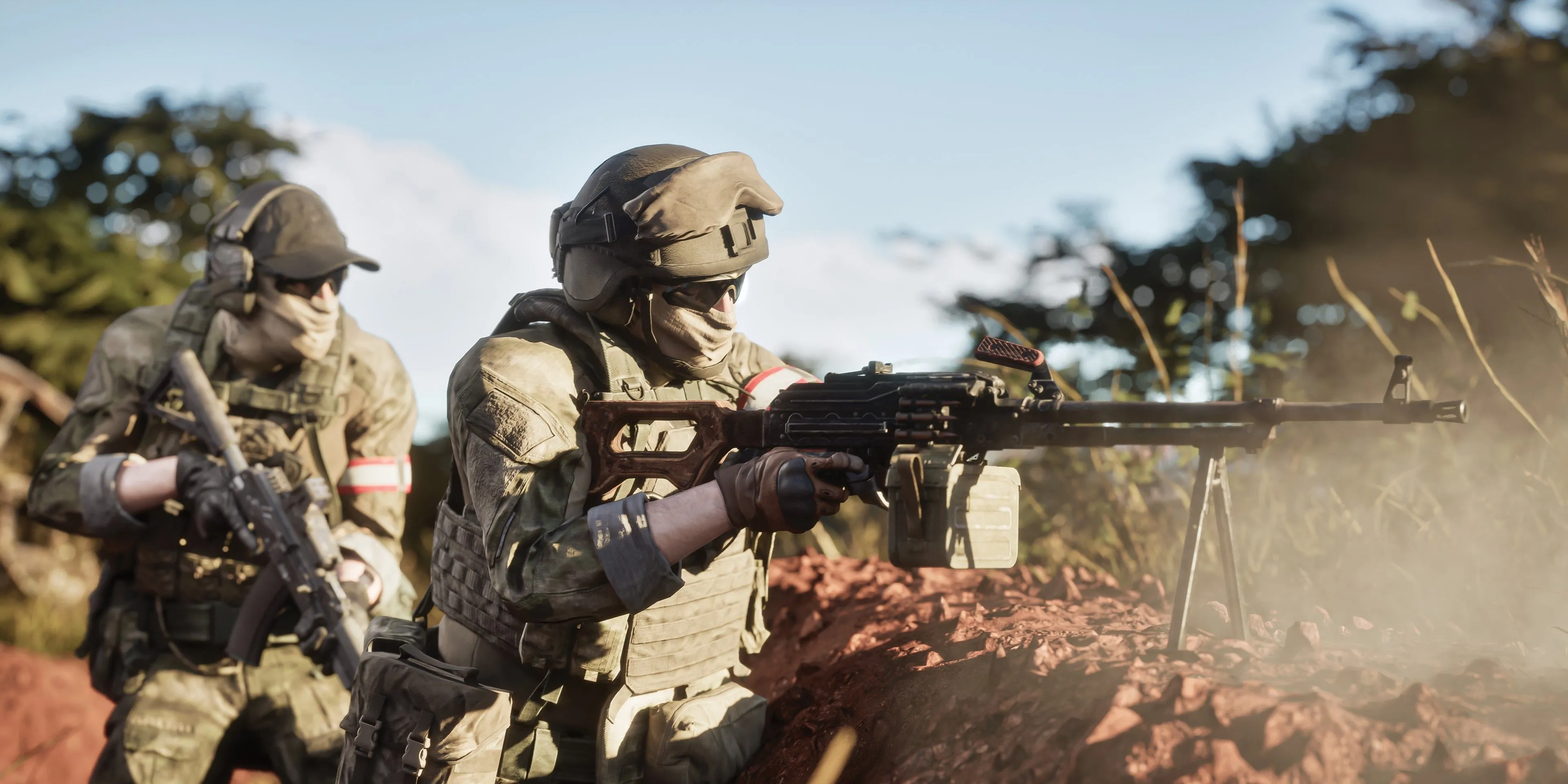 Game Bellum: Một người lính đang di chuyển với súng máy hạng nhẹ PKM trong chế độ Occupation.