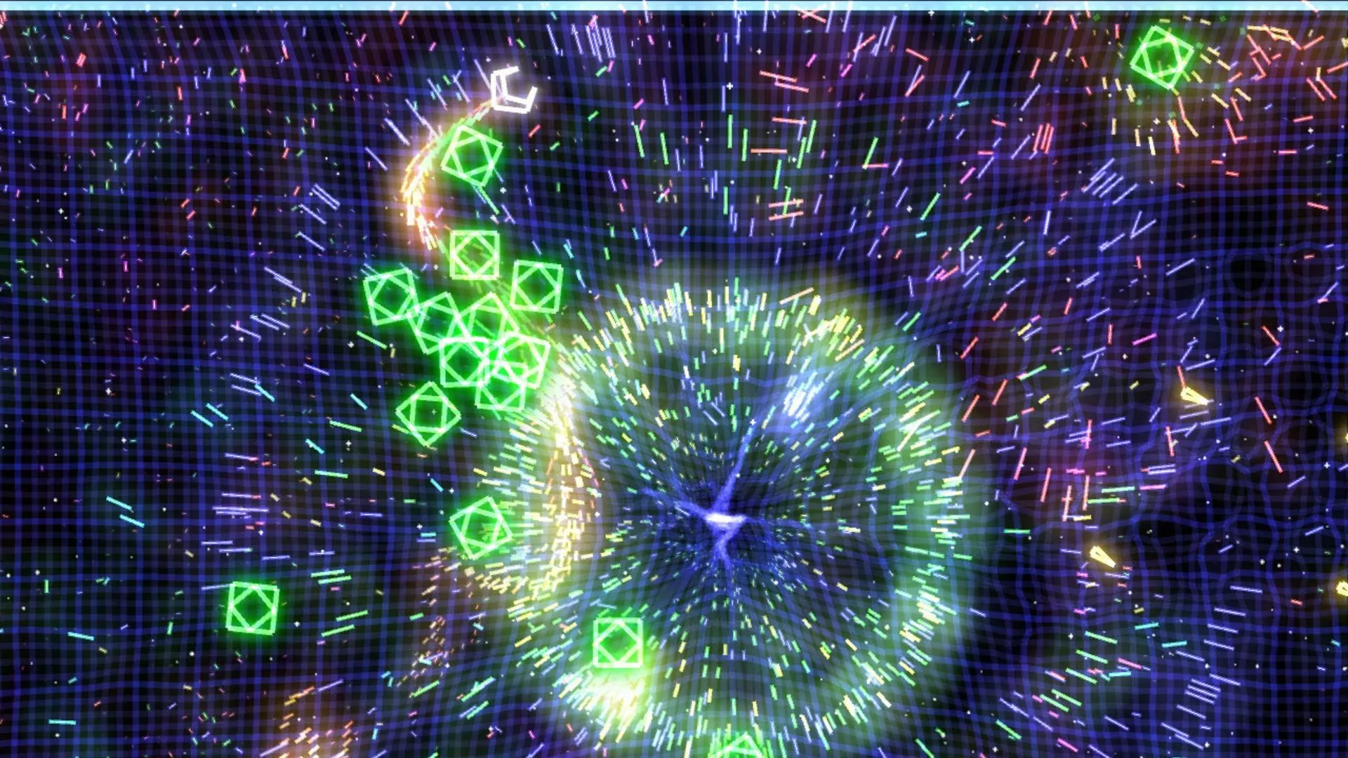 Gameplay của Geometry Wars Retro Evolved với nhiều hình khối màu sắc