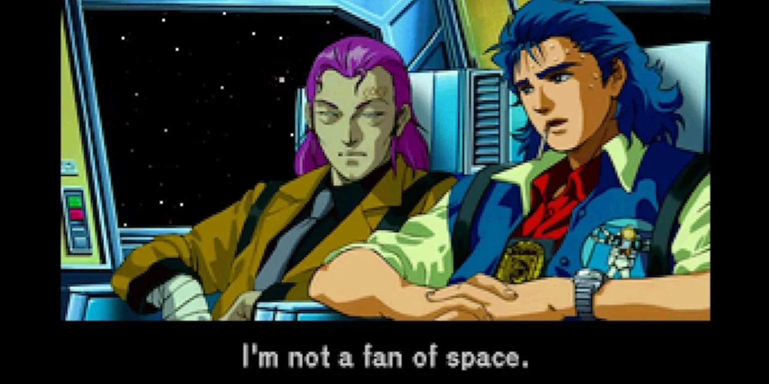 Gameplay của Policenauts với phong cách đồ họa anime đặc trưng