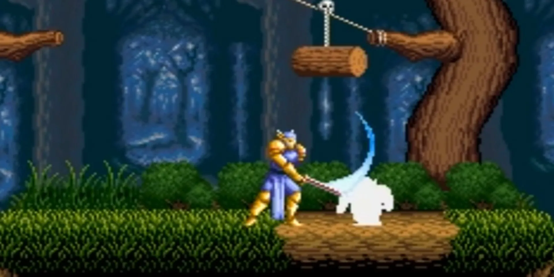 Gameplay hành động màn hình ngang trong ActRaiser, một game SNES độc đáo kết hợp quản lý và đi cảnh