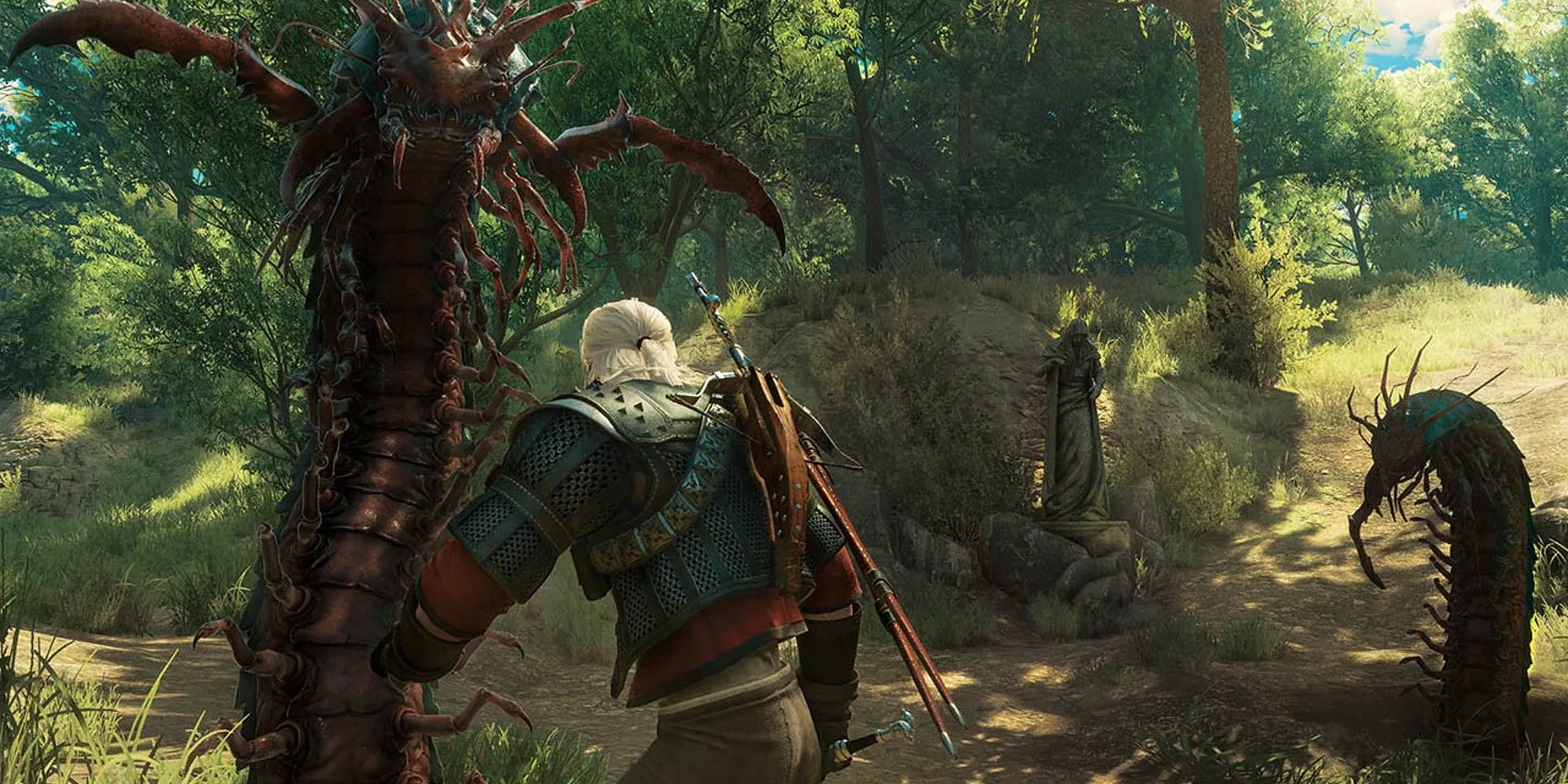 Geralt chiến đấu với quái vật trong The Witcher 3 Wild Hunt - một tựa game RPG kinh điển