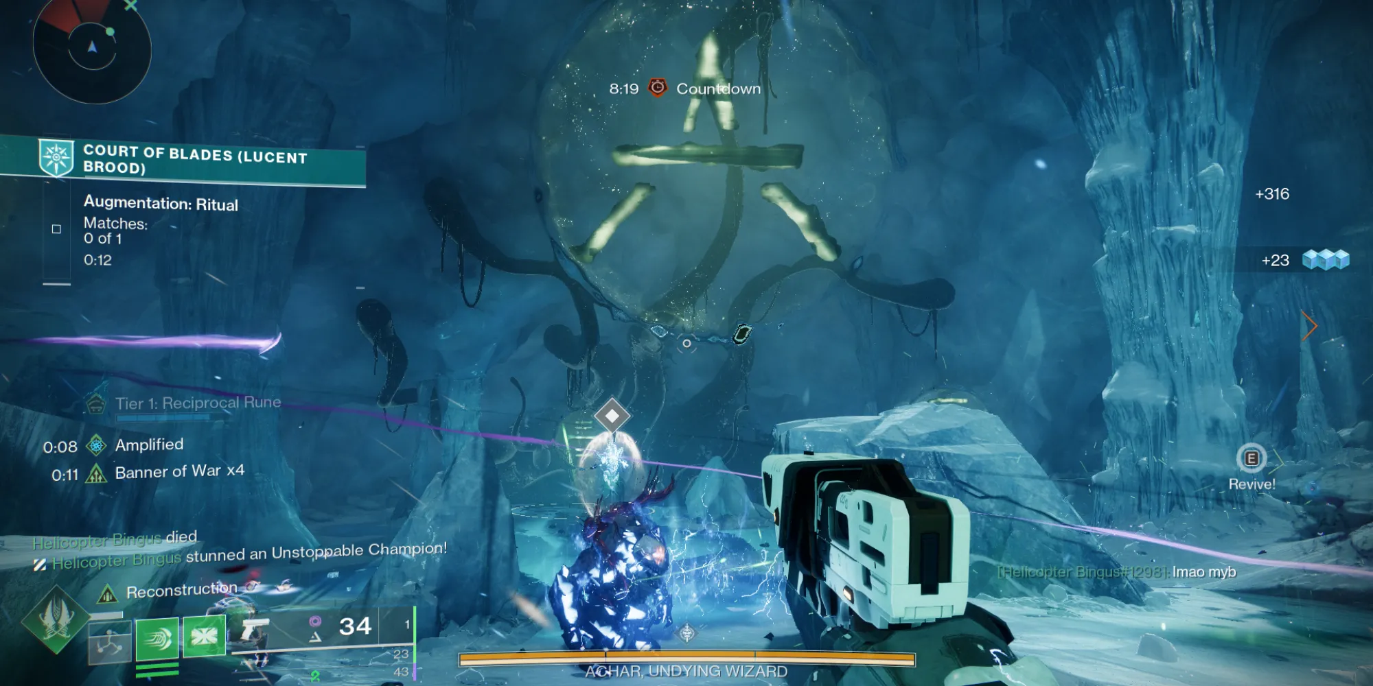 Giao diện hiển thị các Augmentation Modifier của Court of Blades trong Destiny 2