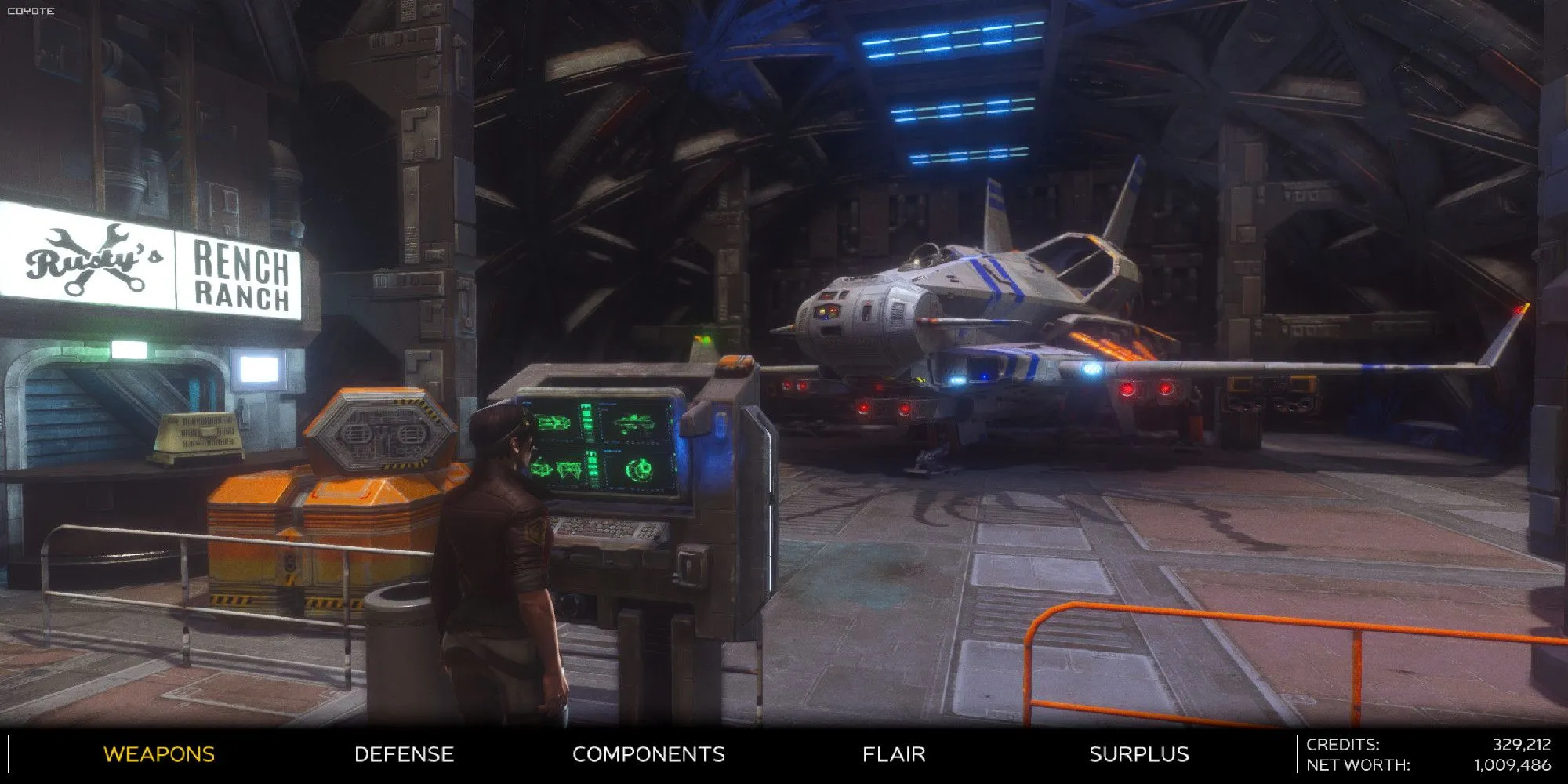 Giao diện tùy biến sơn tàu trong game Rebel Galaxy Outlaw