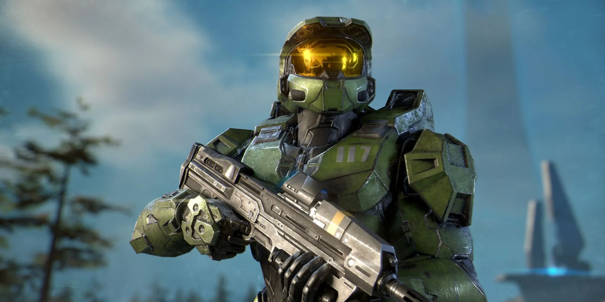 Halo Infinite Master Chief holding Assault Rifle