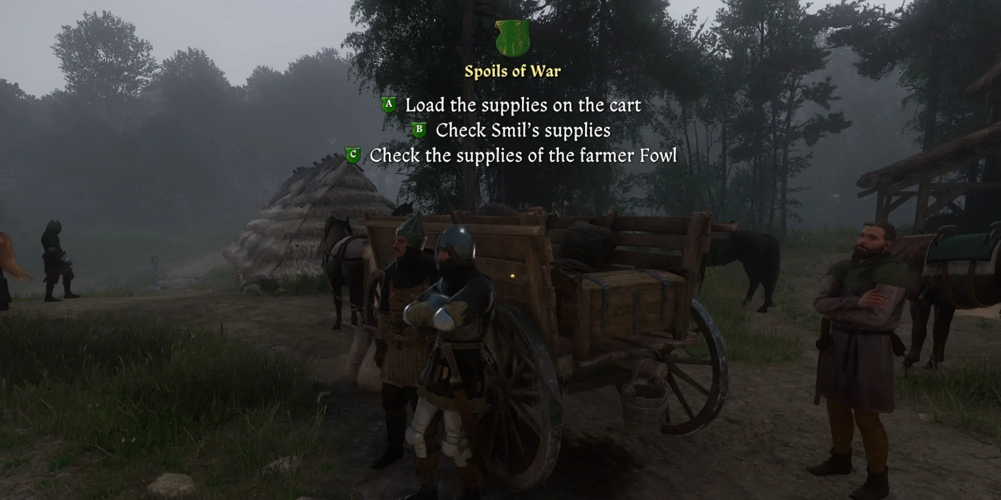 Henry đứng trước xe hàng để cất đồ cướp bóc trong nhiệm vụ Spoils of War KCD2