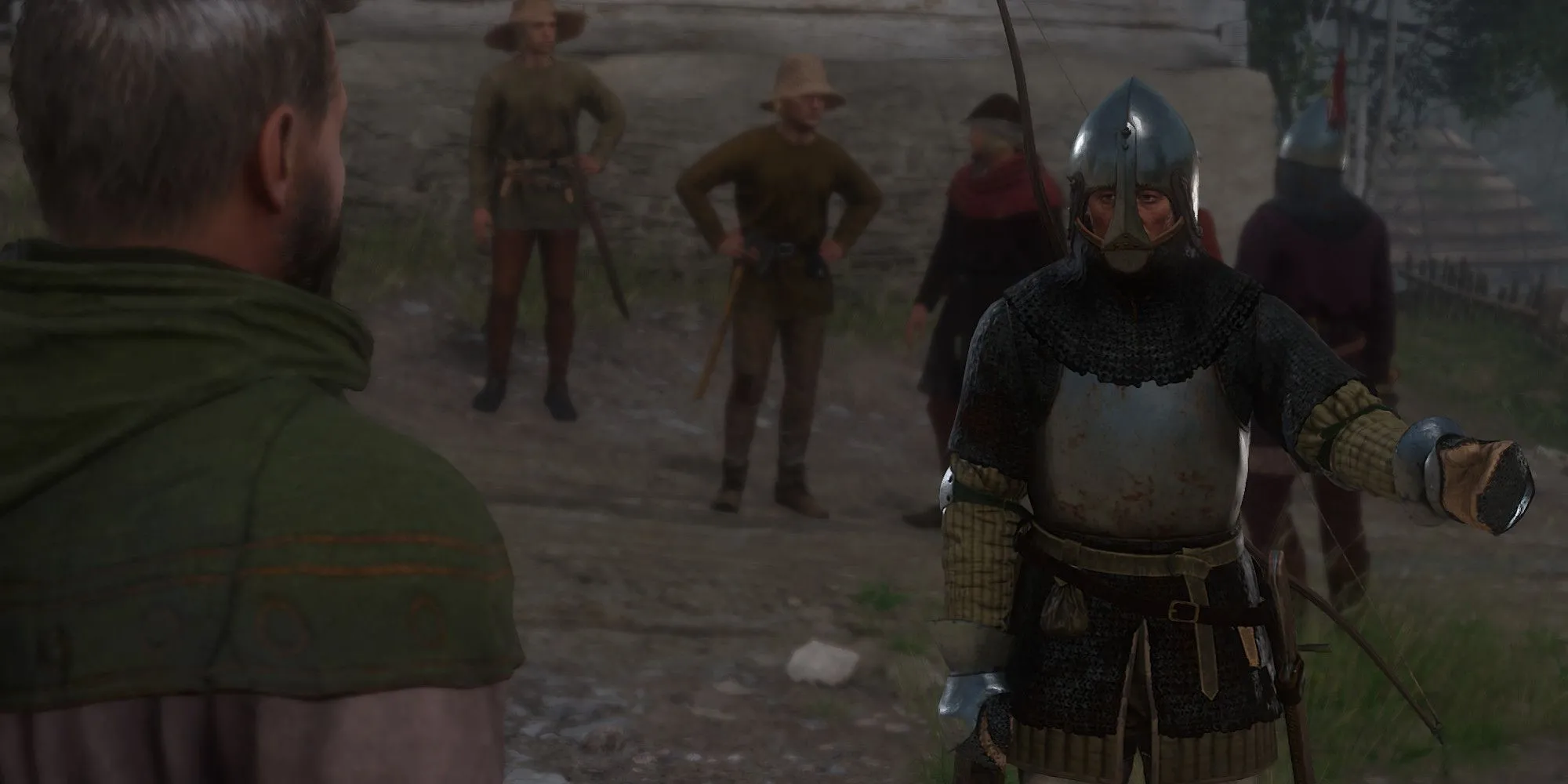 Henry tương tác với dân làng Bohunowitz trong nhiệm vụ Spoils of War game KCD2