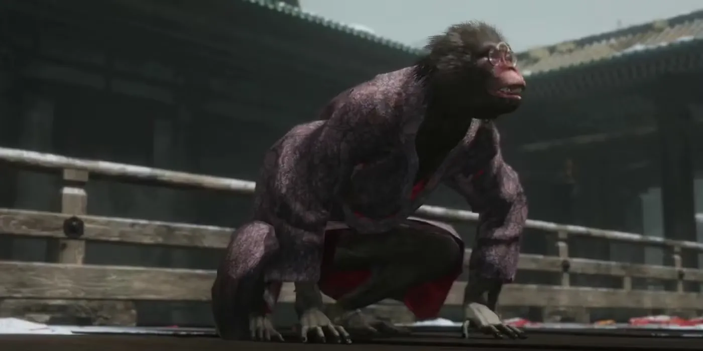 Hình ảnh boss Folding Screen Monkeys trong Sekiro, một trận đấu giải đố độc đáo thay vì đối đầu trực diện.