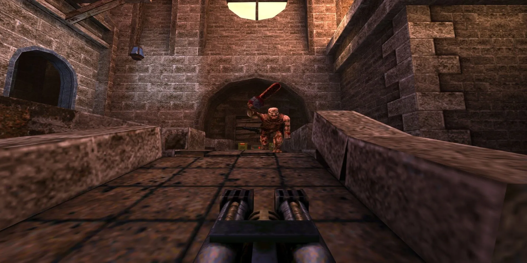 Hình ảnh gameplay đặc trưng của tựa game Quake phiên bản gốc.