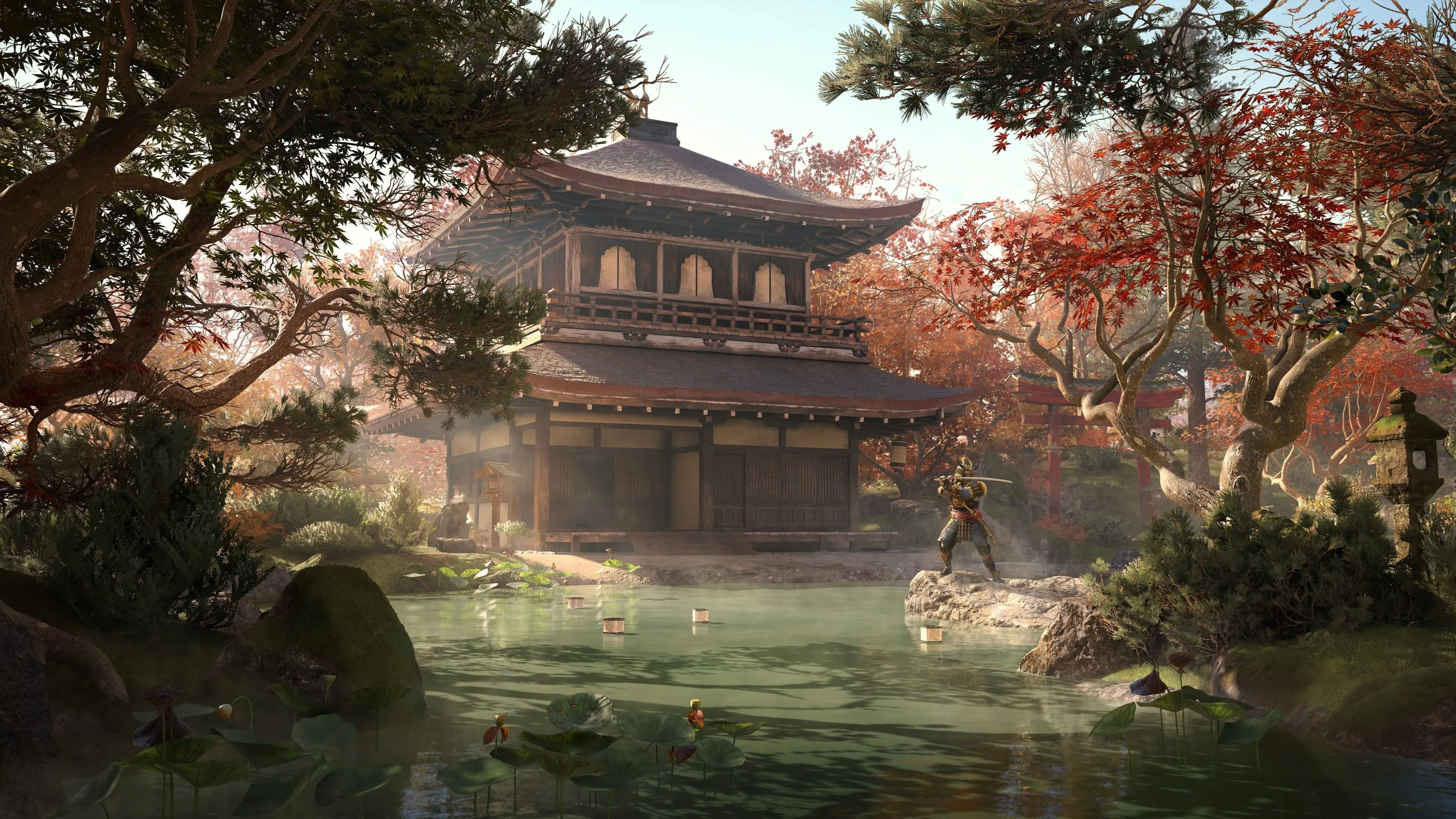 Hình ảnh một ngôi chùa cổ kính trong Assassin's Creed Shadows, minh họa cho sự đầu tư vào trải nghiệm game của Ubisoft