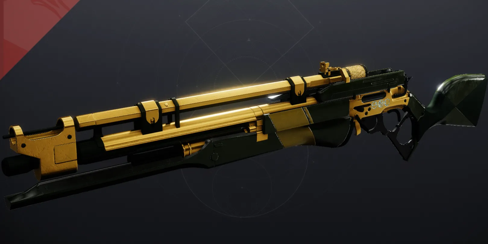 Hình ảnh súng trường trinh sát Long Arm (phiên bản Adept) trong Destiny 2, vũ khí từ dungeon Spire of the Watcher.