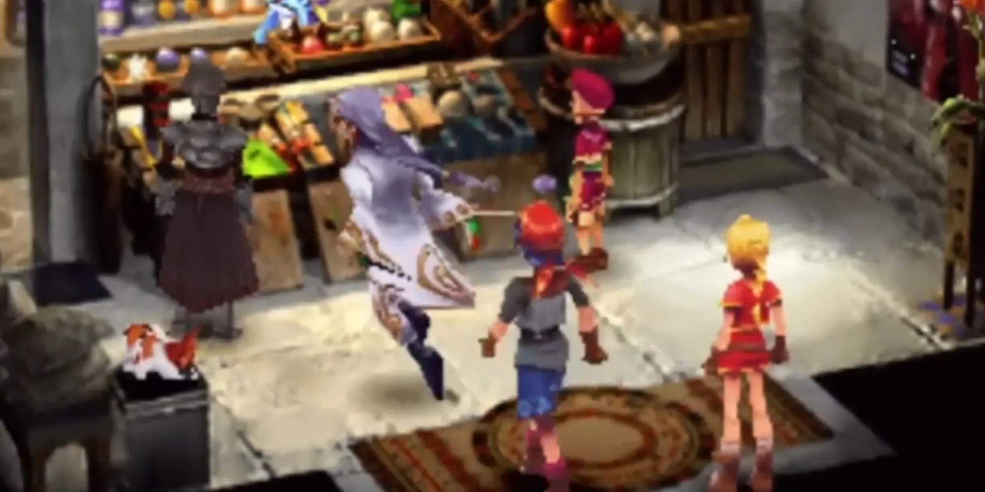Hình ảnh thiên nhiên và nhân vật chính Serge trong Chrono Cross trên PS1