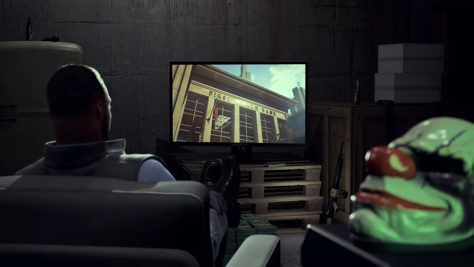 Hình ảnh từ teaser trailer phi vụ First World Bank trong Payday 3.