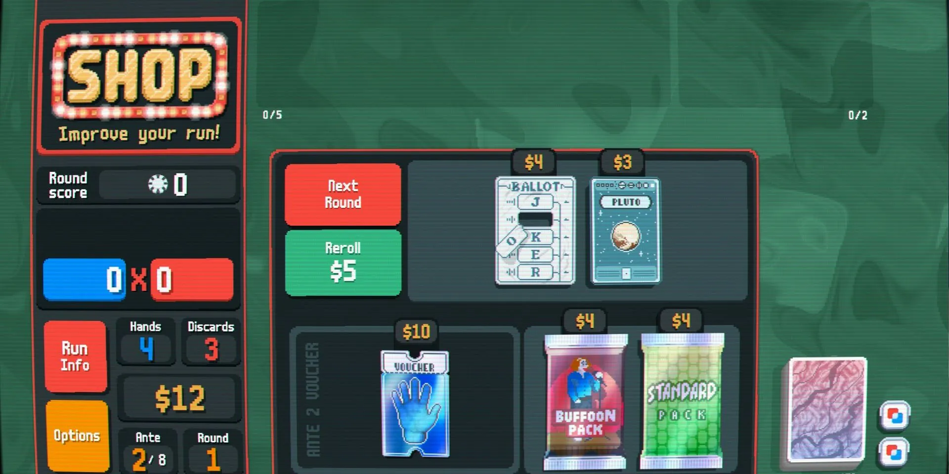 Joker Hanging Chad xuất hiện ở vòng 1 trong Balatro