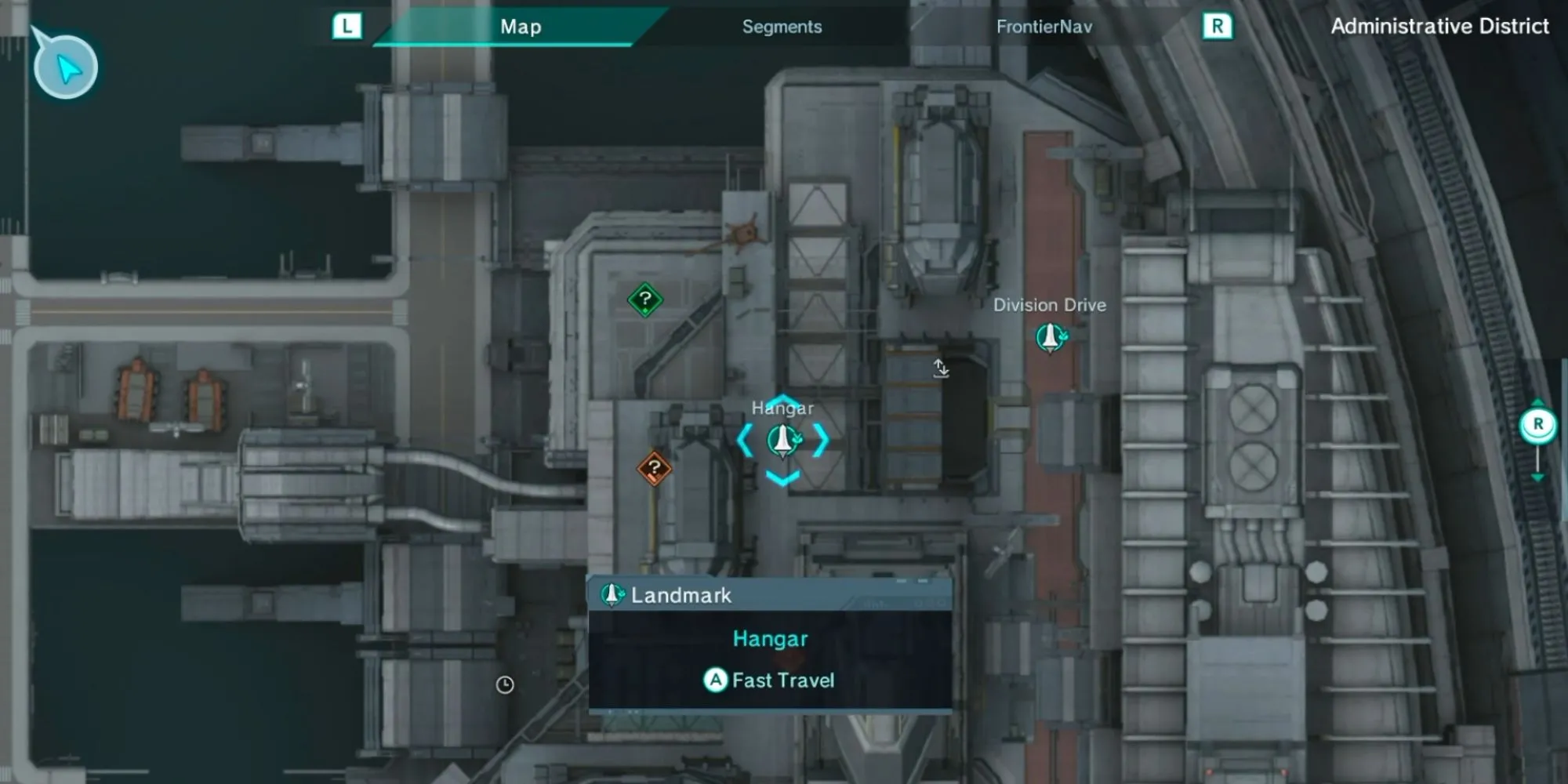 Khu vực Hangar trong Xenoblade Chronicles X nơi người chơi cần tìm manh mối về mèo Aisha