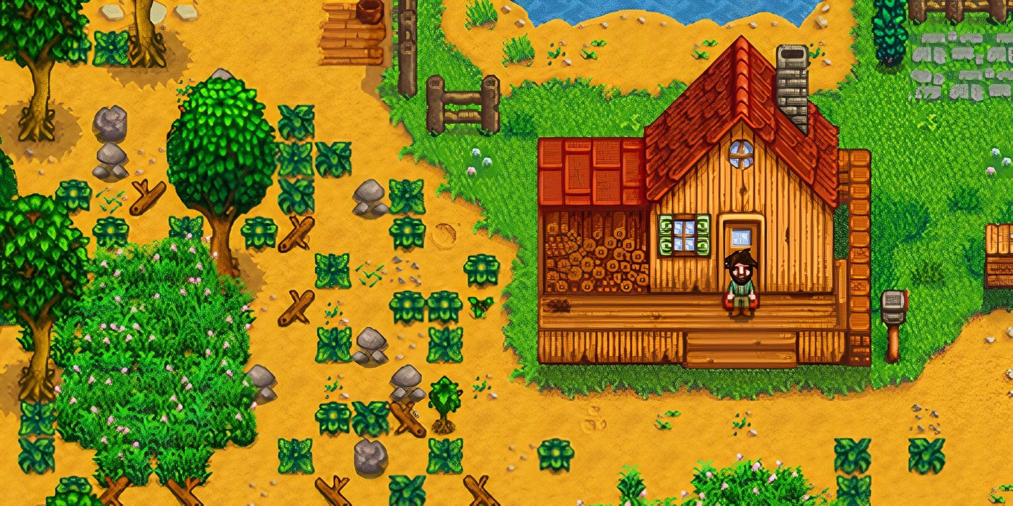 Khung cảnh nông trại yên bình và trù phú trong Stardew Valley