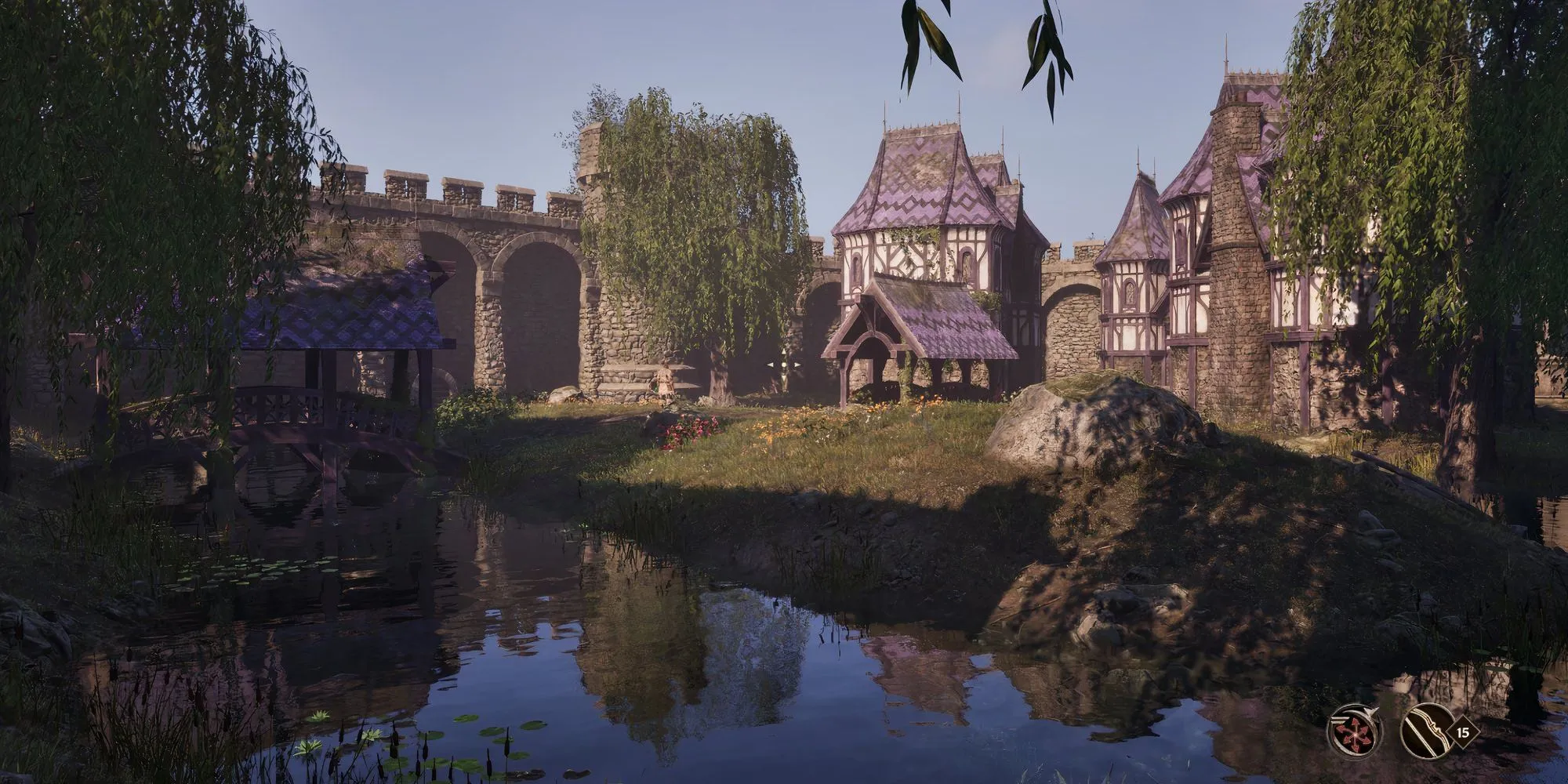 Khung cảnh thành phố Cheydinhal đầy thơ mộng trong Oblivion Remastered, một trong nhiều địa điểm để khám phá tại Cyrodiil
