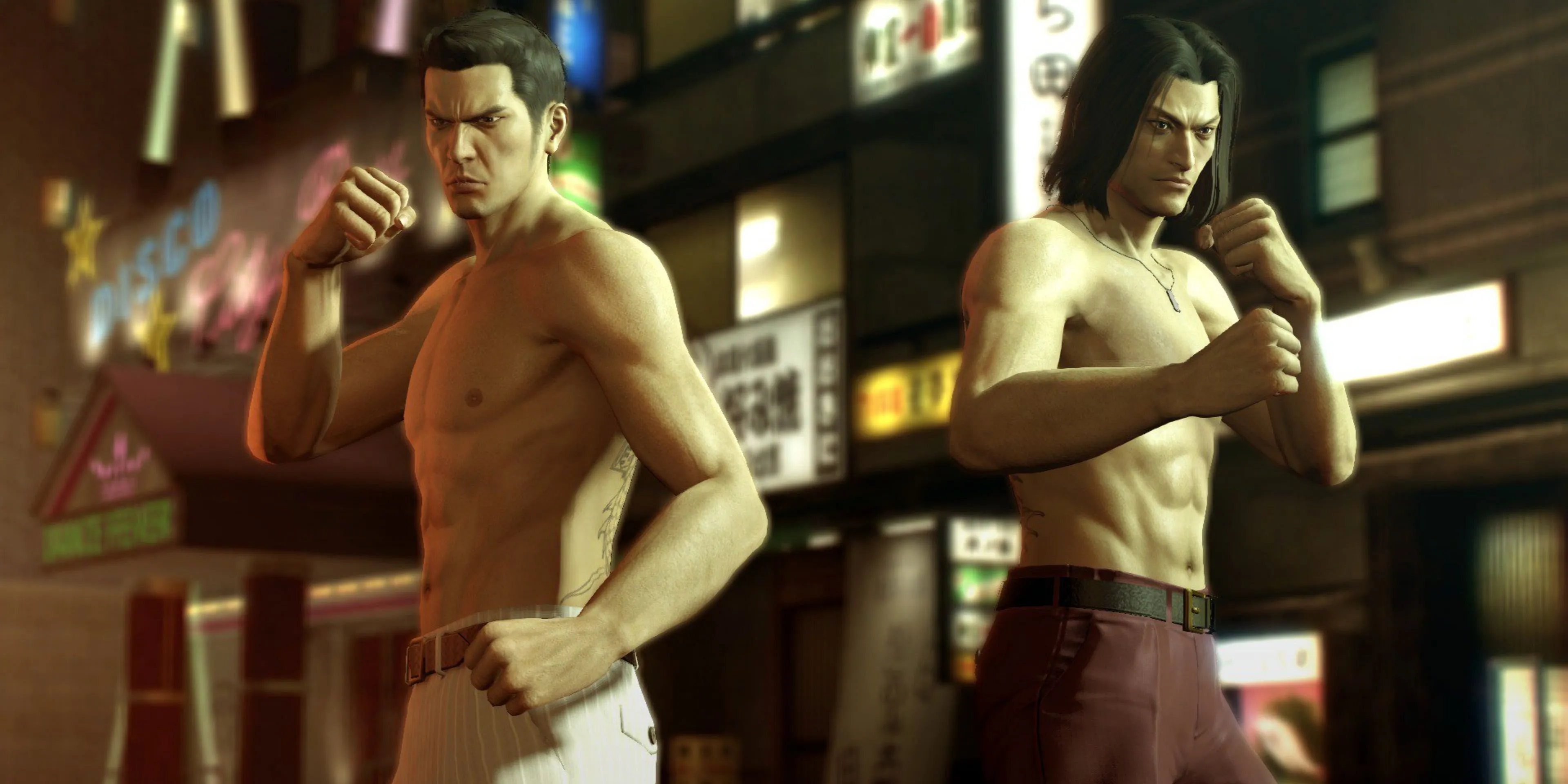 Kiryu Kazuma và Nishiki trong một cảnh của game Yakuza 0