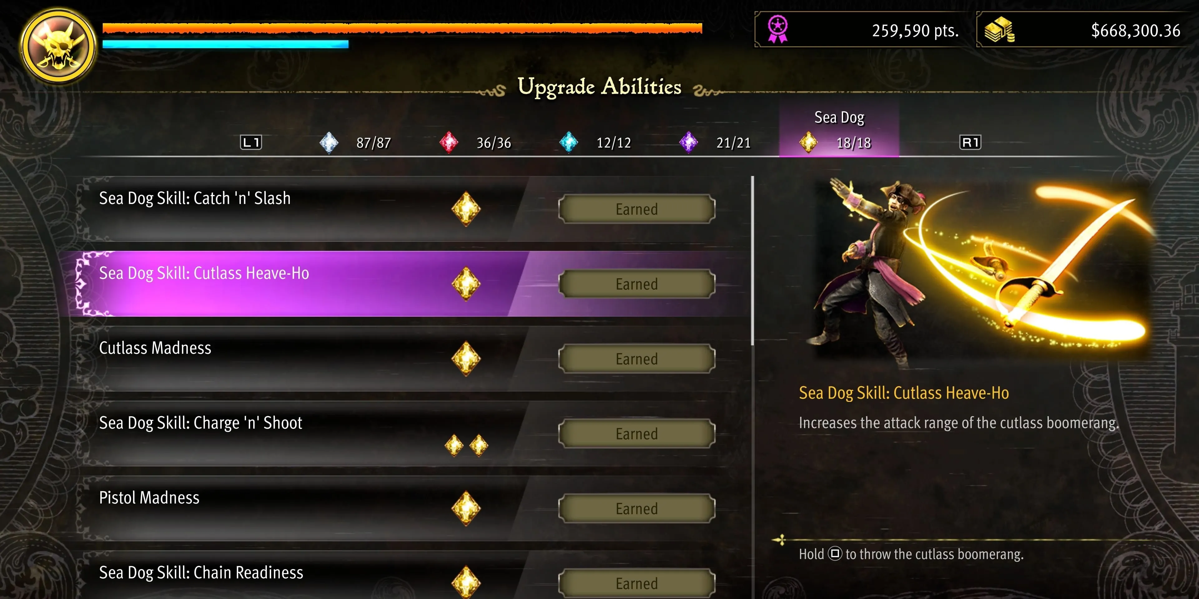 Kỹ năng Cutlass Heave-Ho tăng tầm xa cho đòn phóng dao găm của Majima trong Pirate Yakuza