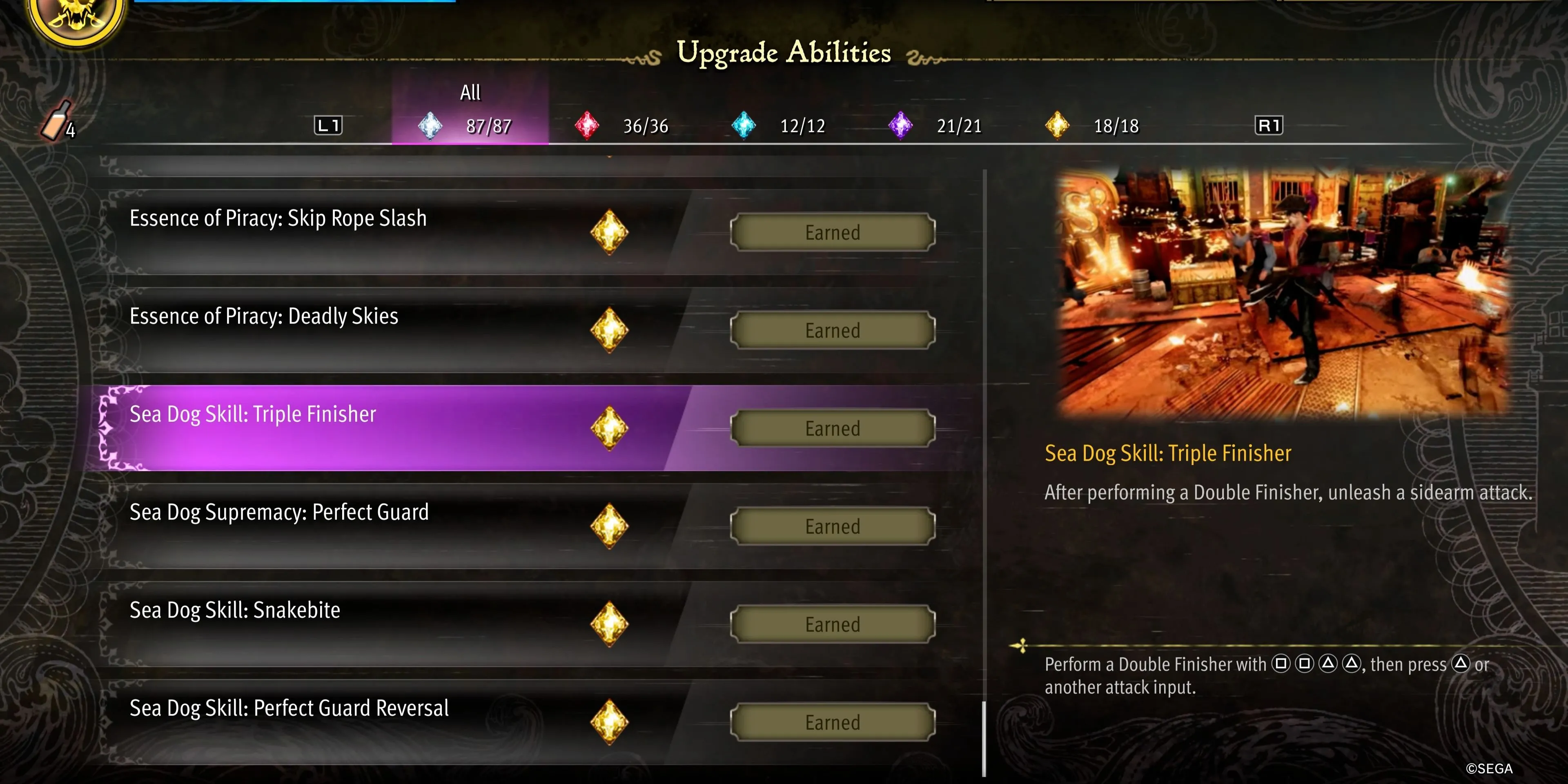 Kỹ năng Triple Finisher cho phong cách Sea Dog của Majima trong Pirate Yakuza