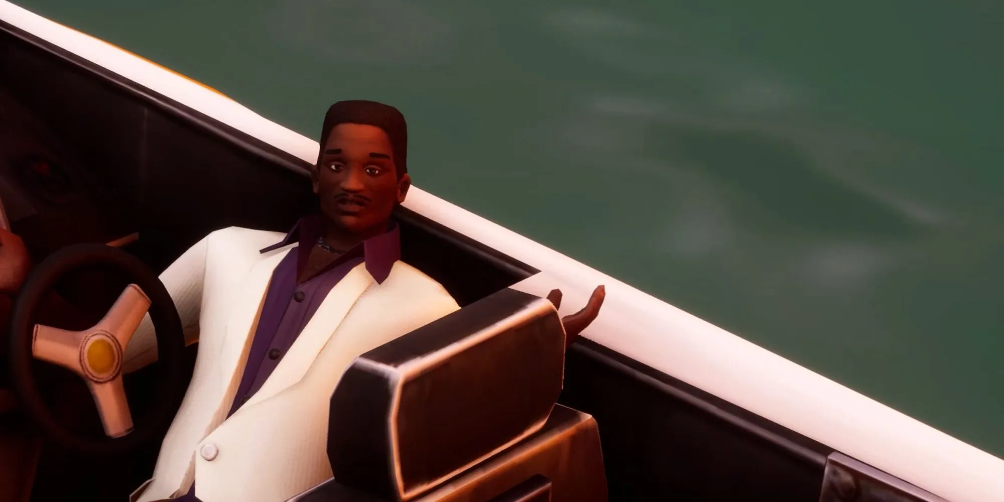 Lance Vance trong GTA Vice City với bộ vest trắng và nụ cười tự mãn đặc trưng