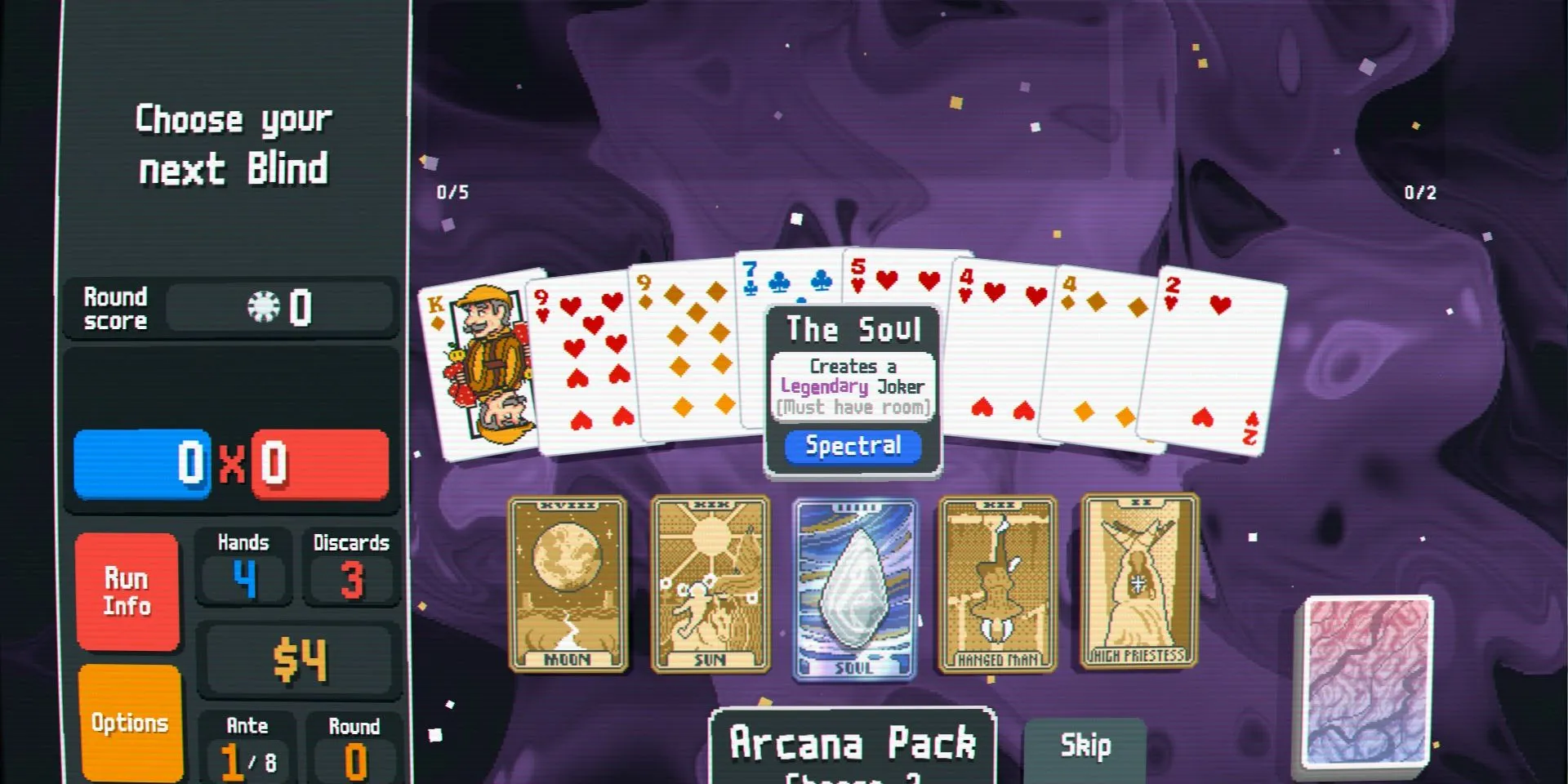 Lựa chọn Soul Card xuất hiện ngay vòng 1 trong Balatro