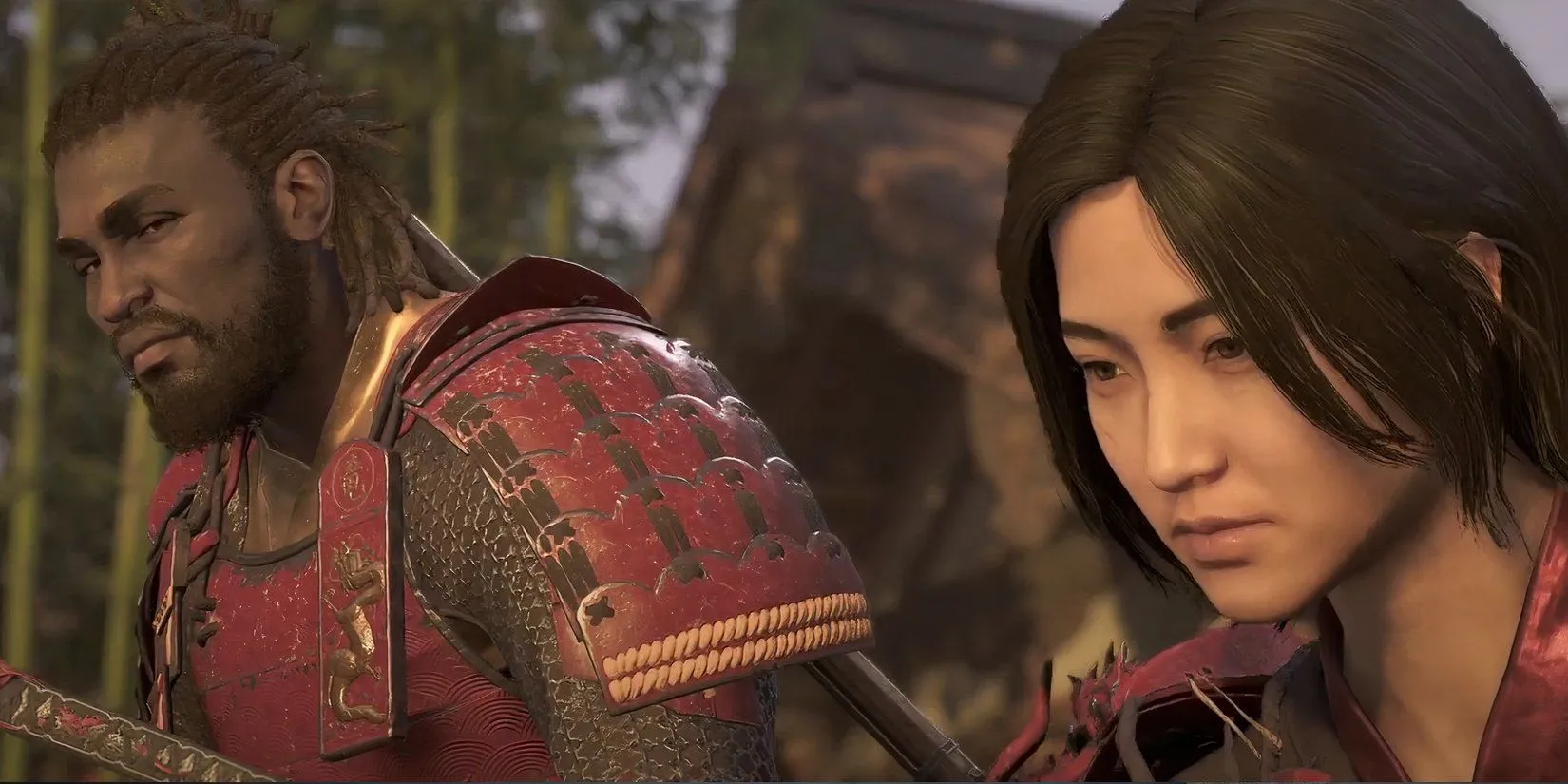 Màn hình lựa chọn giữa tuyến Naoe và Yasuke trong nhiệm vụ The Wheel Unmasked của Assassin's Creed Shadows.