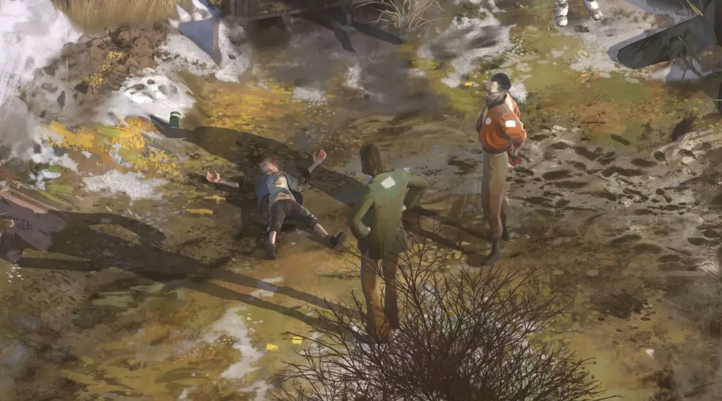Một cảnh trong gameplay điều tra phá án của Disco Elysium với hộp thoại đặc trưng