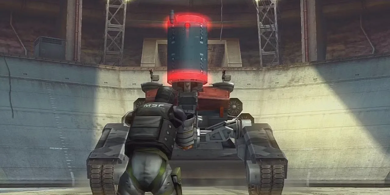 Một cỗ máy Metal Gear trong Peace Walker với các trận đấu boss dài dòng