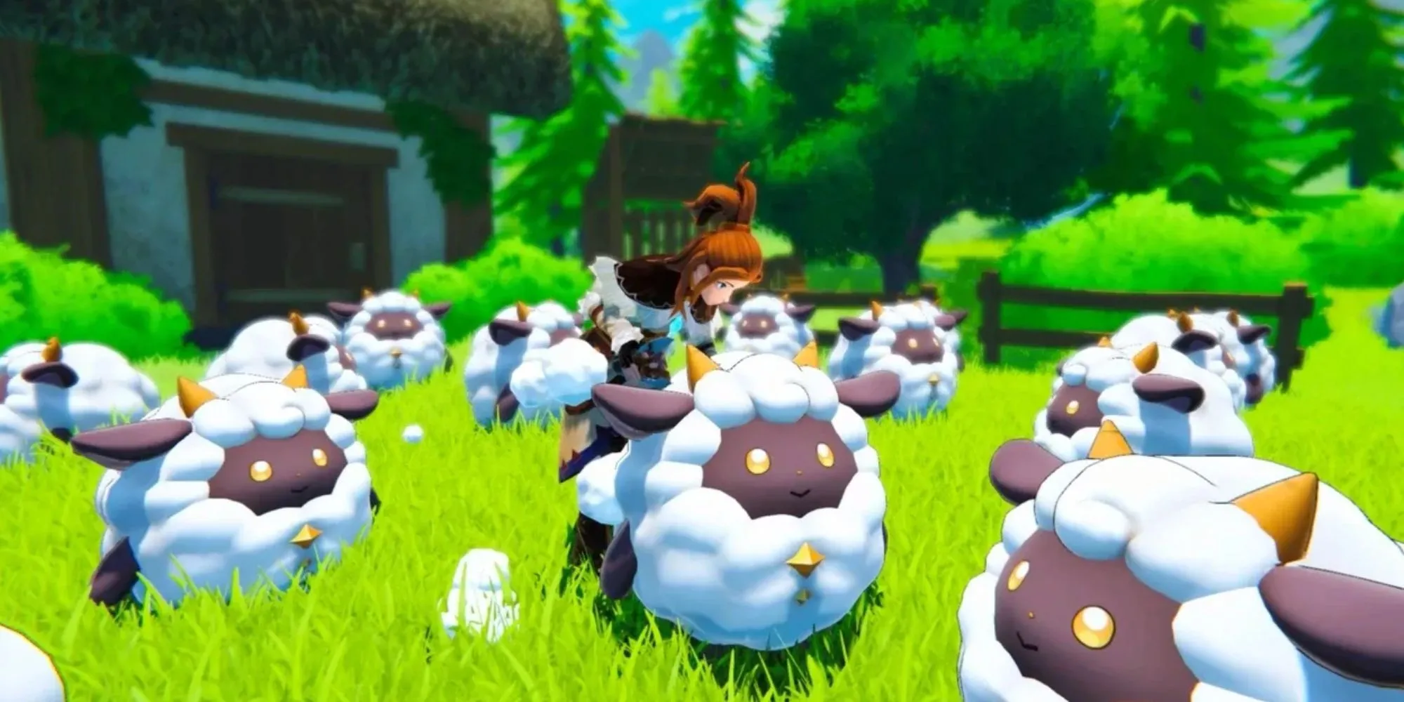 Một đàn Pal Lamballs dễ thương trong game Palworld
