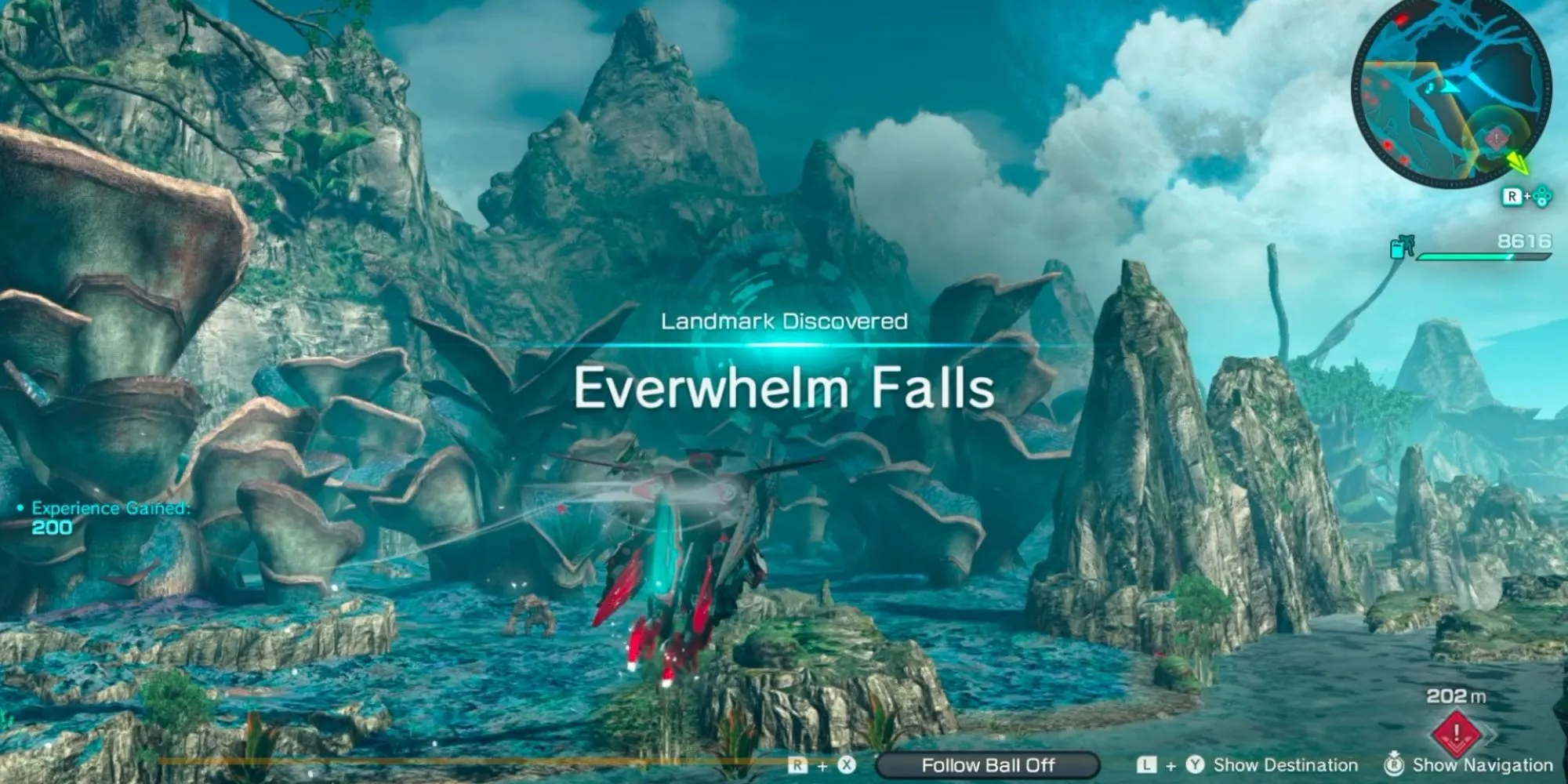Một điểm mốc (landmark) nổi bật trên hành tinh Mira trong Xenoblade Chronicles X, mời gọi người chơi khám phá.