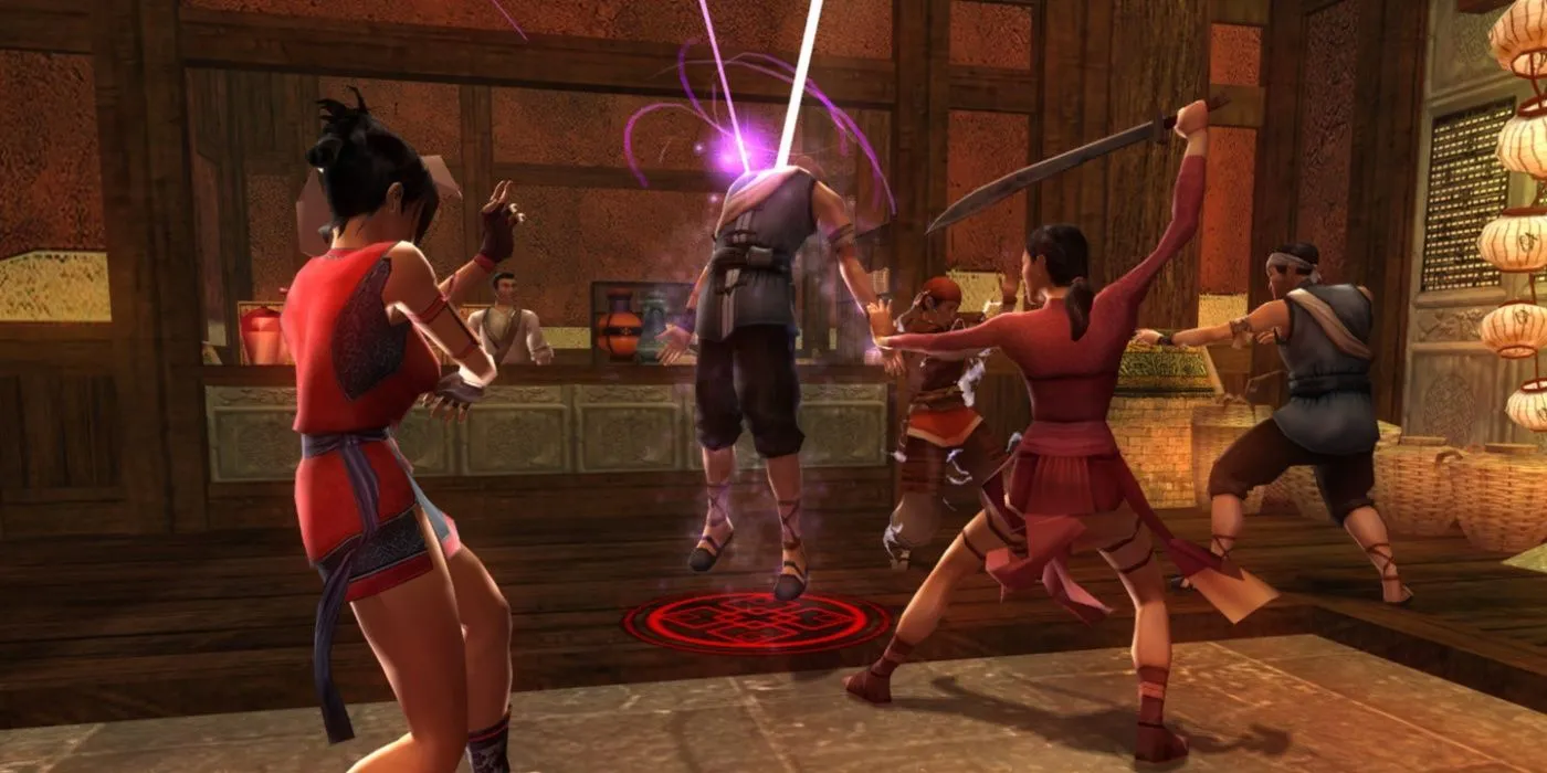 Một nhân vật chiến đấu trong Jade Empire sử dụng võ thuật