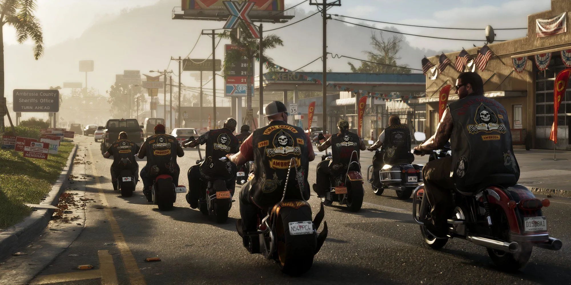 Một phân cảnh trong game Grand Theft Auto 6 cho thấy một nhóm biker trên đường