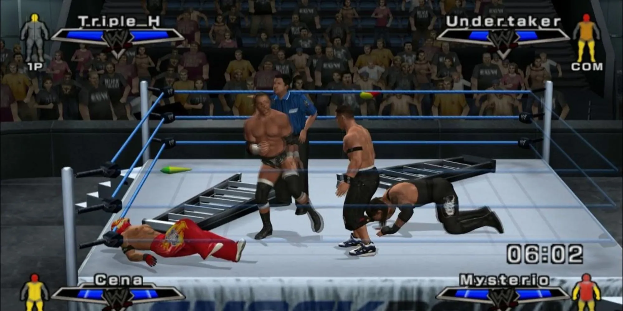 Một trận đấu đô vật căng thẳng trong game WWE SmackDown vs Raw 2007