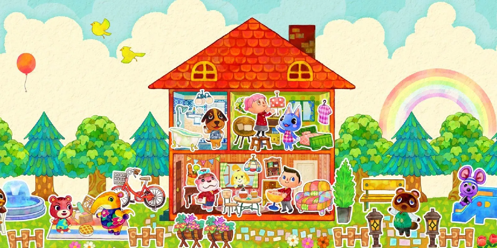 Ngôi nhà búp bê với các dân làng Animal Crossing trong Happy Home Designer