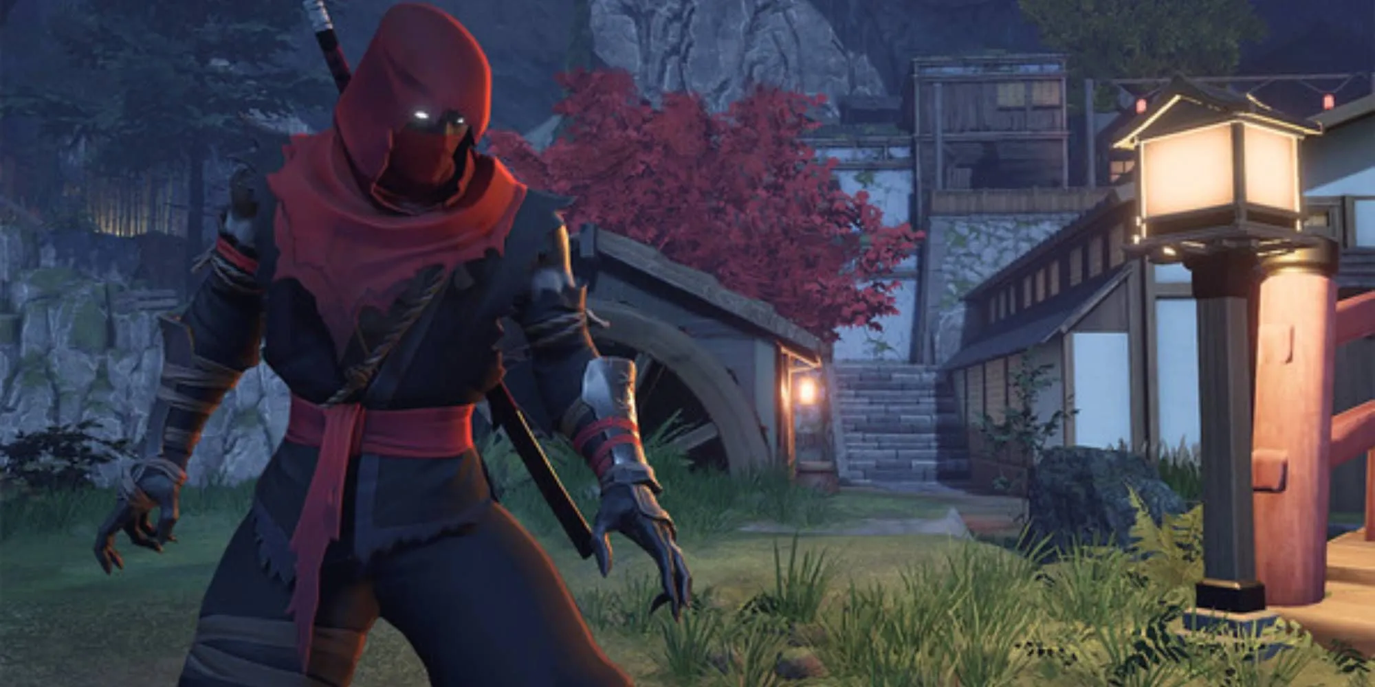 Nhân vật Aragami trong game Aragami 2 đang thực hiện một pha hành động lén lút