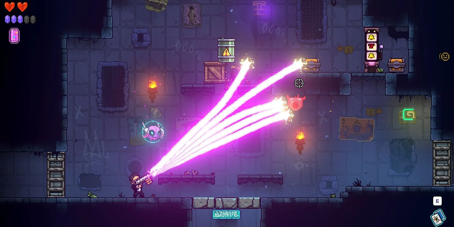 Nhân vật bắn ra nhiều tia sáng trong Neon Abyss