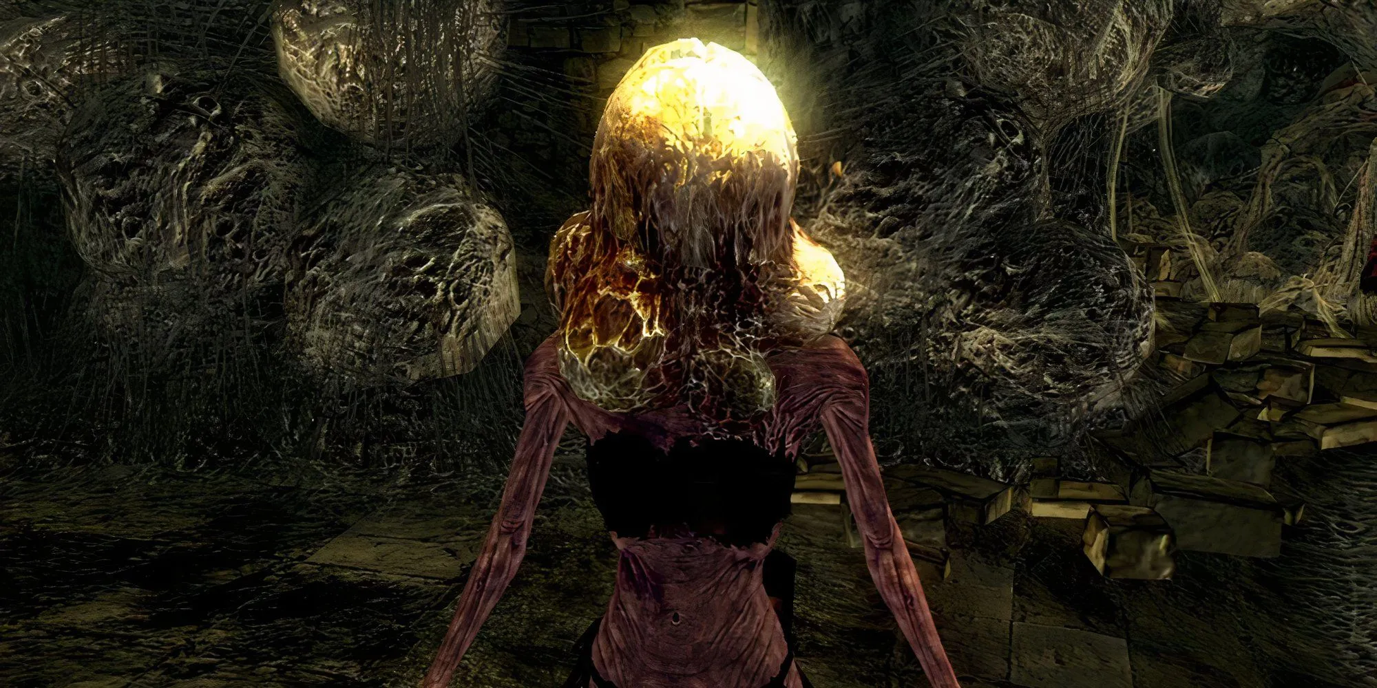 Nhân vật bị hiệu ứng Đầu Trứng (Egghead) kỳ dị trong Dark Souls