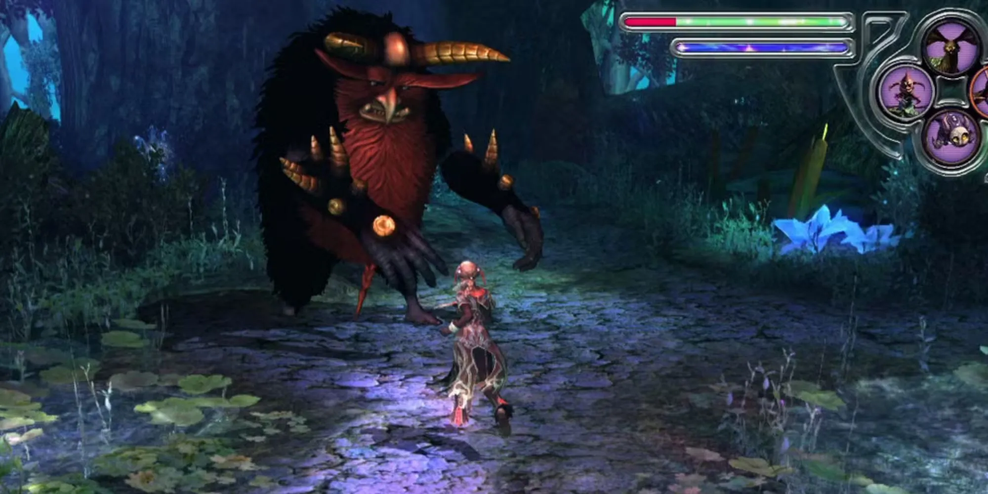 Nhân vật chiến đấu với quái vật trong Folklore trên PS3