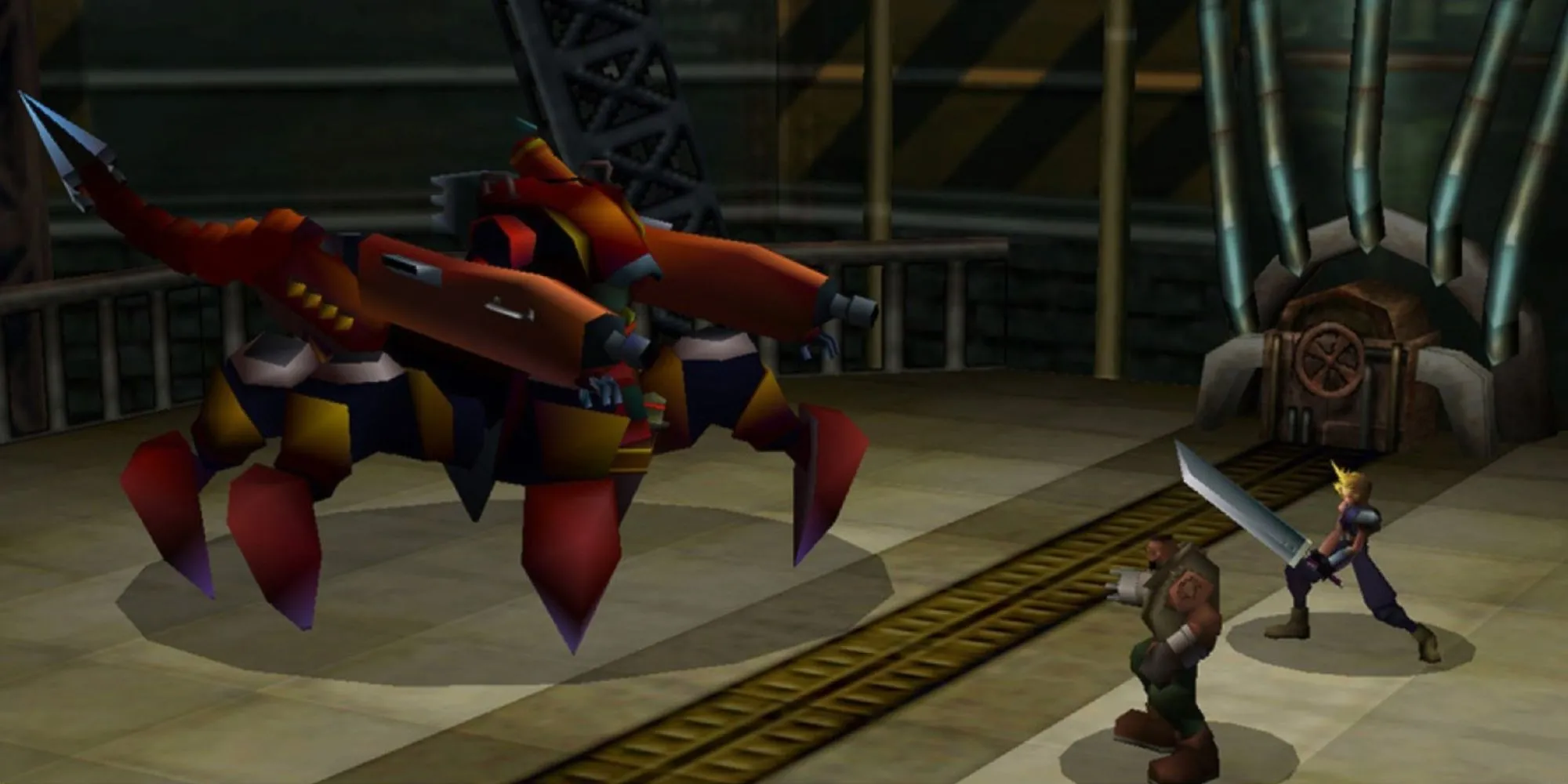 Nhân vật chính Cloud Strife và nhóm trong Final Fantasy VII trên PS1