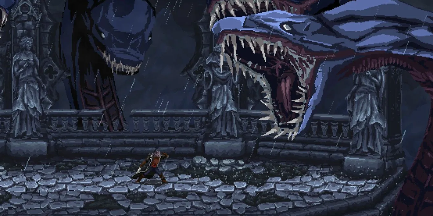 Nhân vật chính khám phá môi trường u ám, máu me trong tựa game hành động Metroidvania The Last Faith